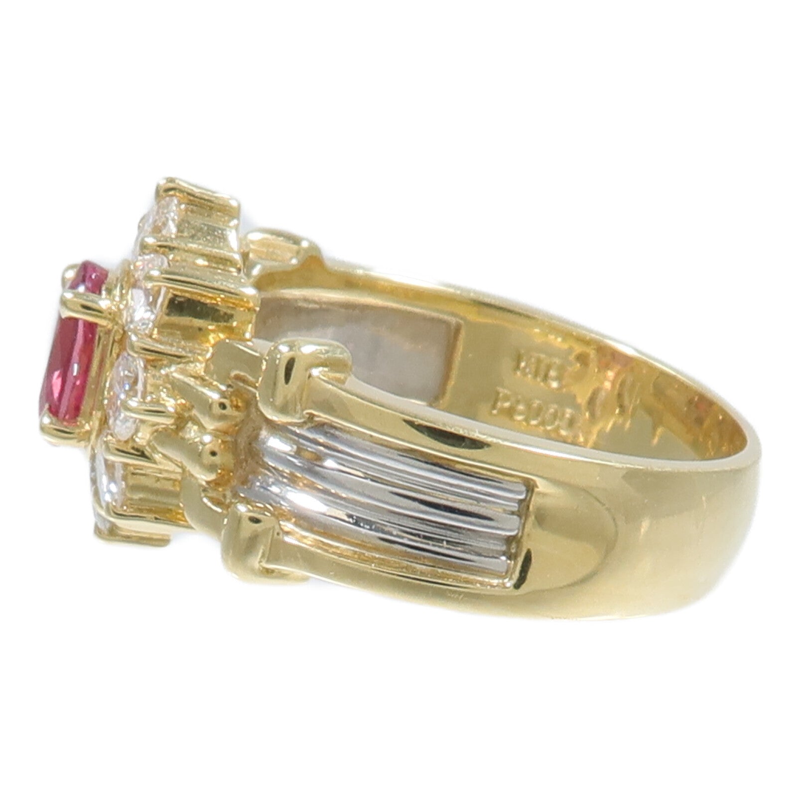 JEWELRY 18K黃金/PT900鉑金Ruby Diamond Ring紅寶石/鑽石戒指