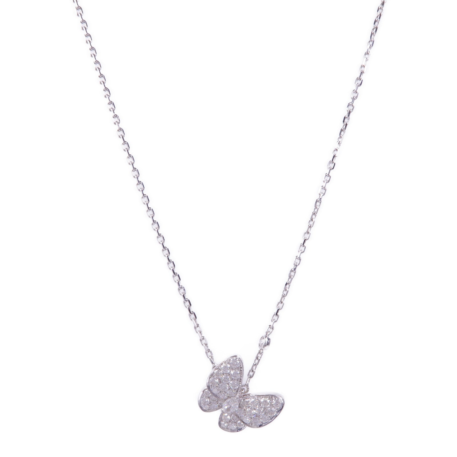 Van Cleef & Arpels 18K白金Two Butterfly Pendant鑽石項鍊