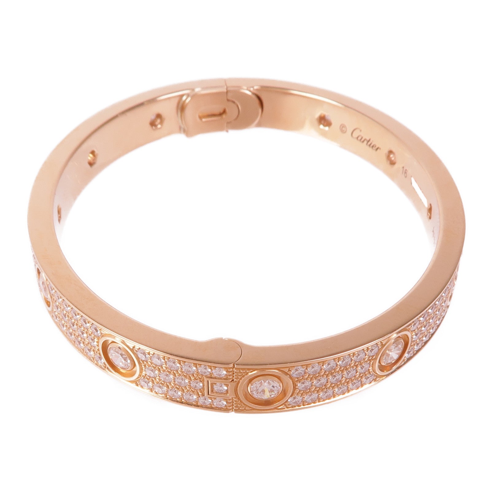 CARTIER 18K玫瑰金Love Bracelet鑽石手鐲Cartier#16