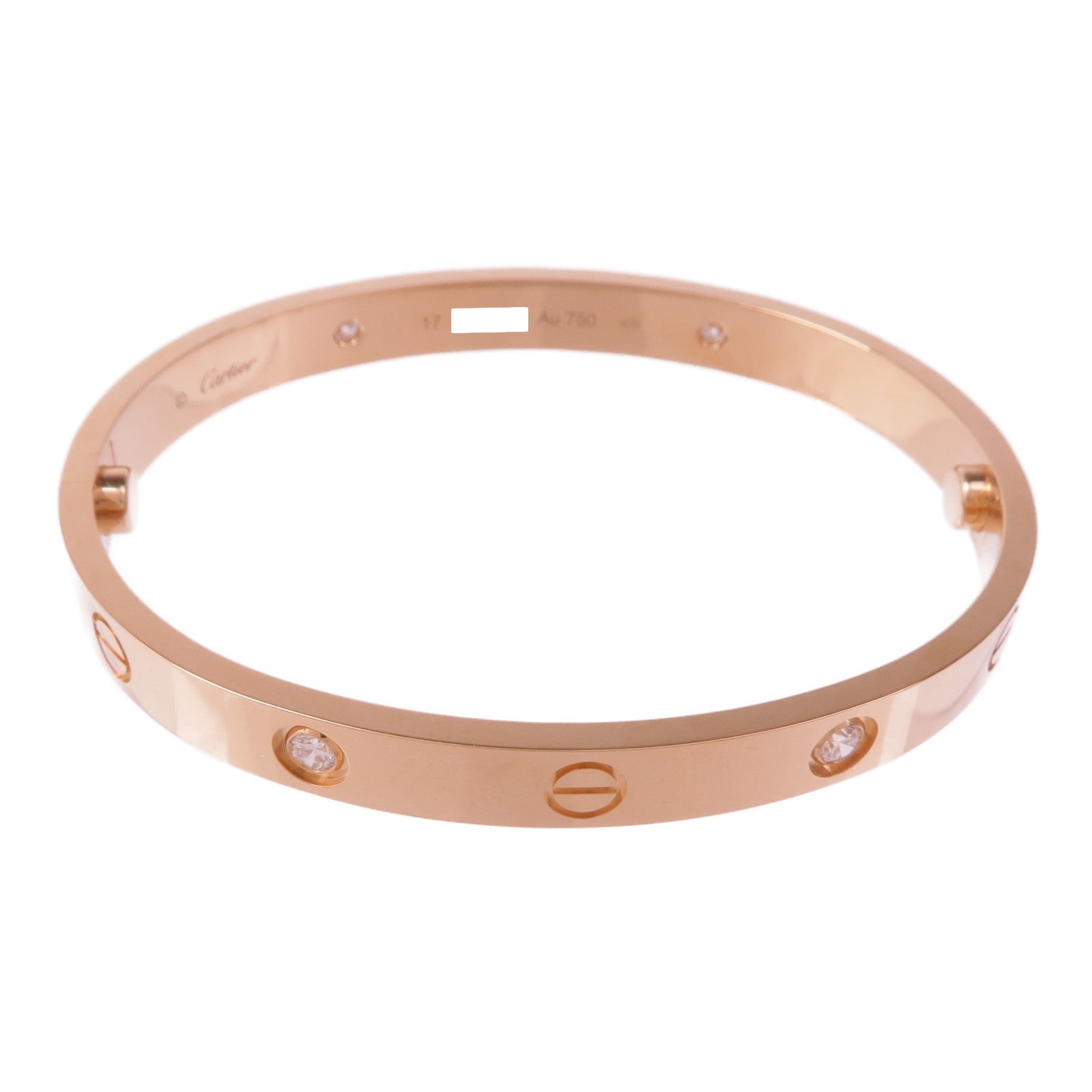 CARTIER 18K玫瑰金Love Bracelet 4P Diamonds鑽石手鐲Cartier#17