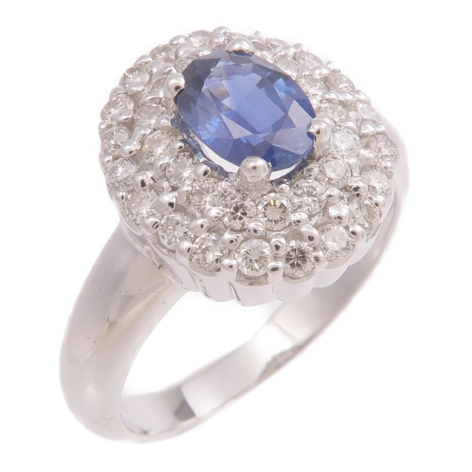 JEWELRY 【激減優惠】18K白金Sapphire Diamond Ring藍寶石/鑽石戒指US#6.5