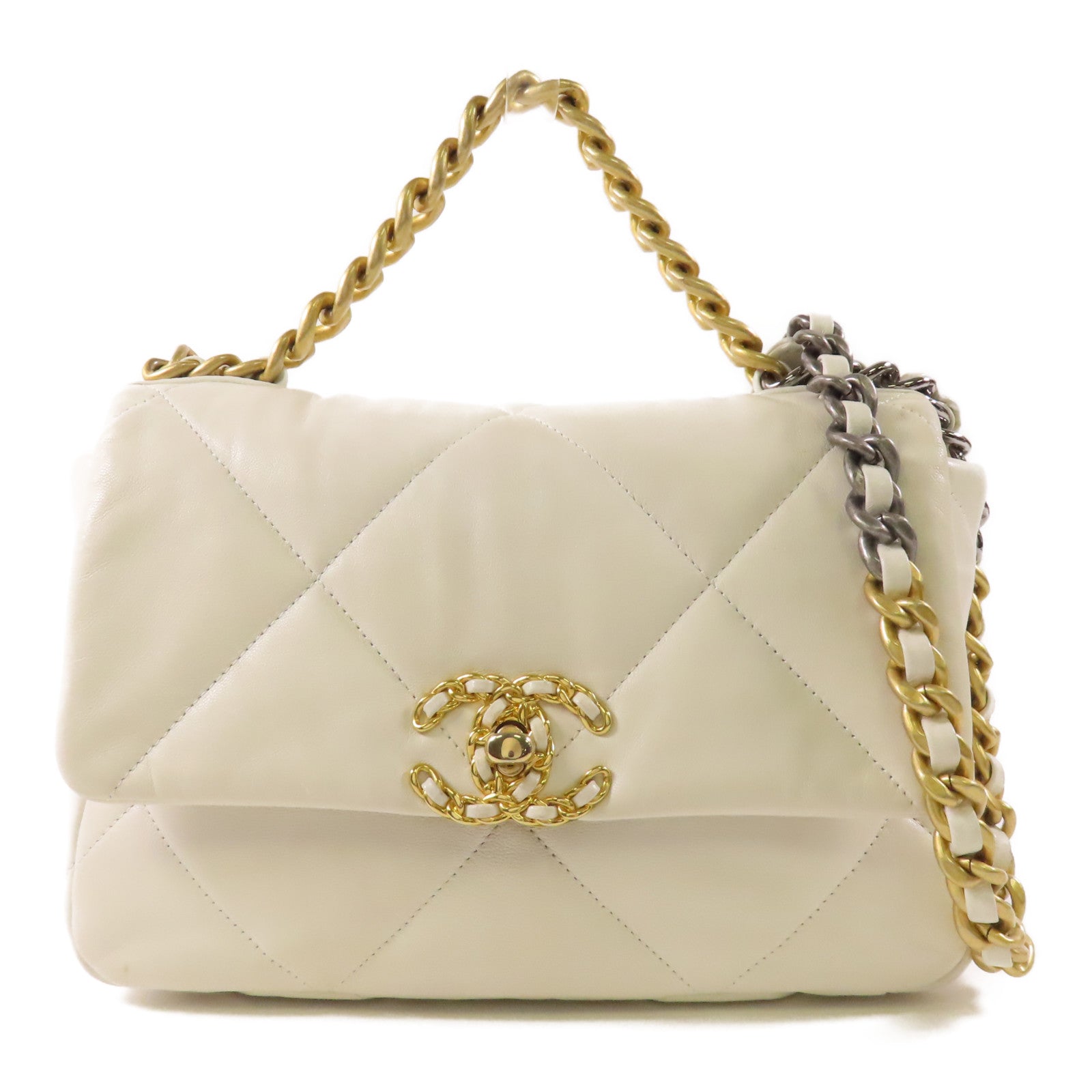 CHANEL 【激減優惠】羊皮皮革Chanel 19鏈帶手挽肩背兩用袋