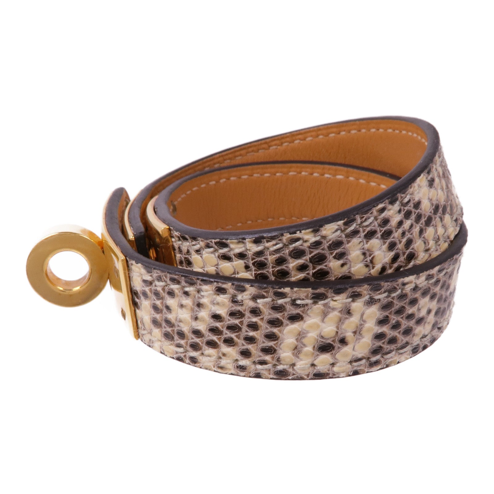 HERMES 蜥蝪皮革Kelly Double Tour Bracelet金扣手帶