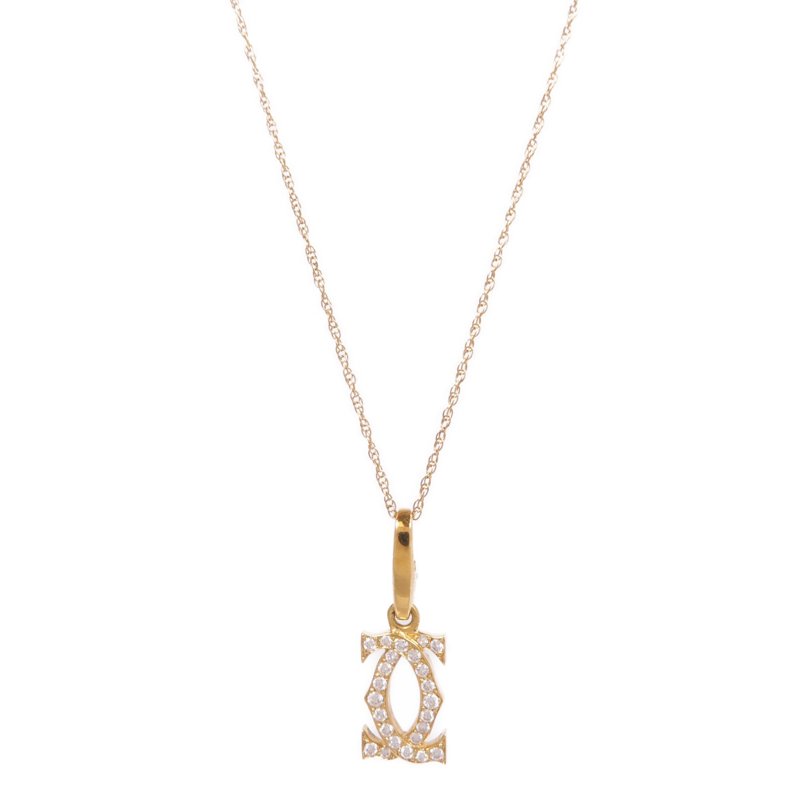 CARTIER 18K黃金/14K黃金2 C Necklace鑽石項鍊