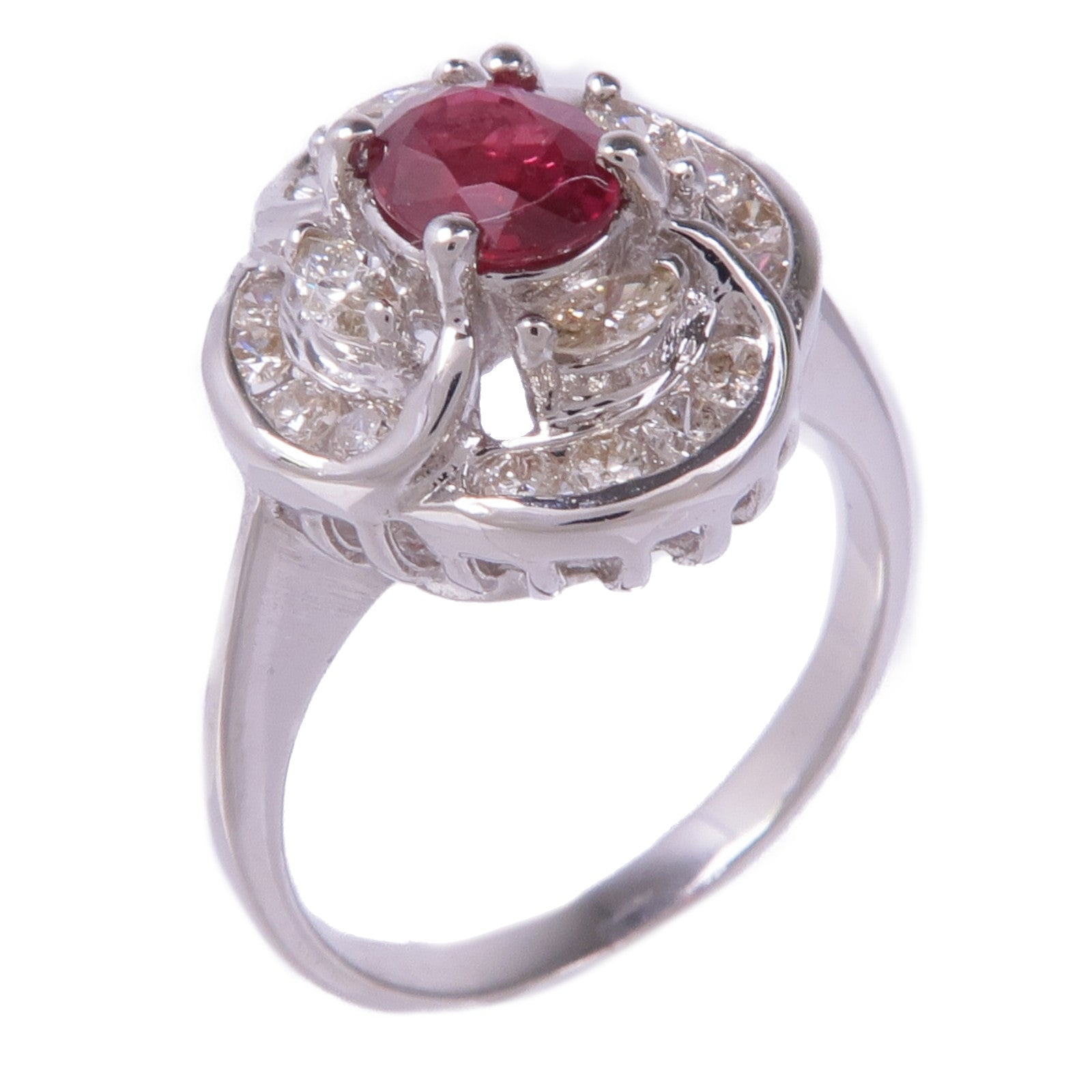 JEWELRY 18K白金Ruby Diamond Ring紅寶石/鑽石戒指US#4.5
