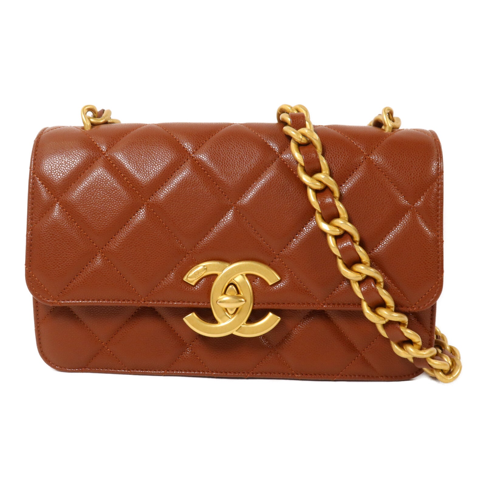 CHANEL 牛皮皮革CoCo Mark Flap Bag鏈帶肩背袋