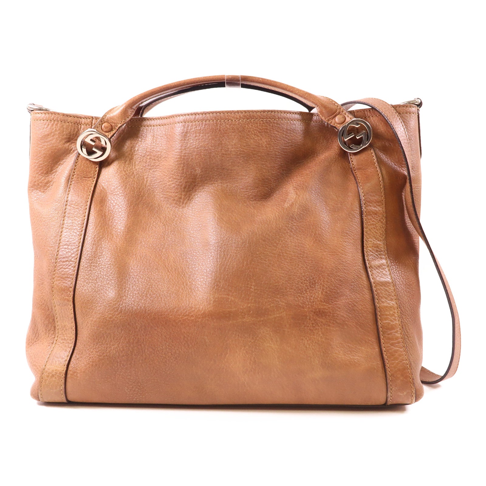 GUCCI 牛皮皮革2Way Shoulder銀扣手挽肩背兩用袋