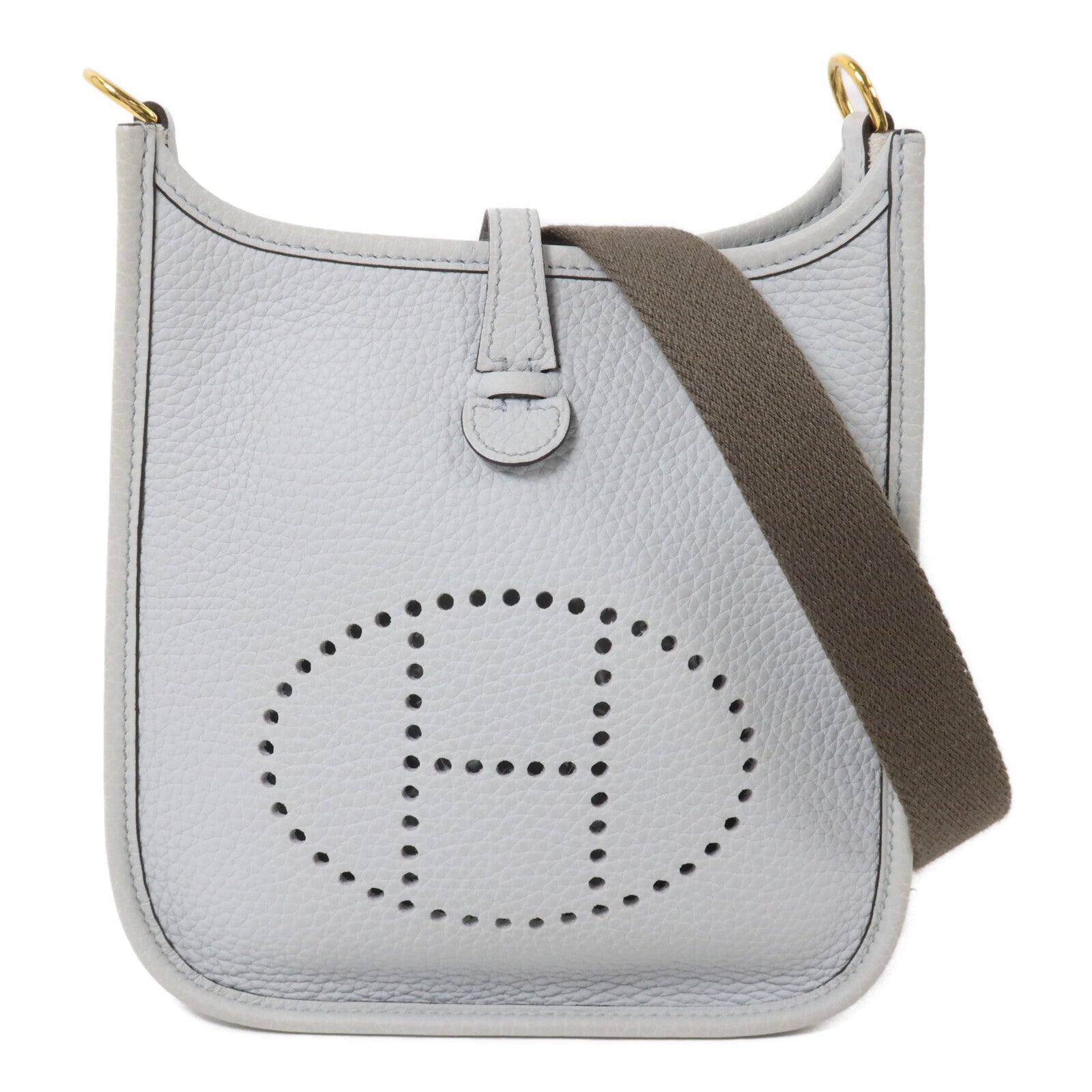 HERMES Clemence皮革Evelyne TPM肩背袋Bleu Pale