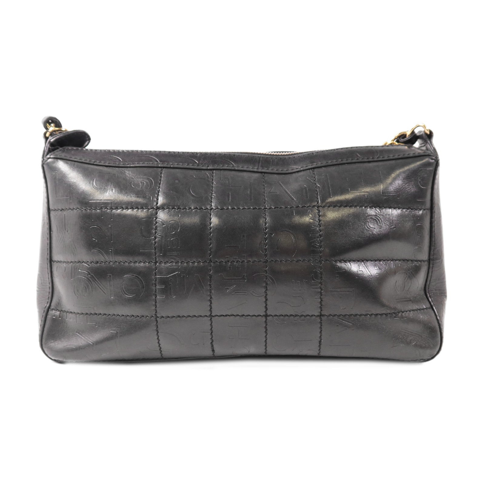 CHANEL 羊皮皮革Vintage Chain Shoulder金扣鏈帶肩背袋