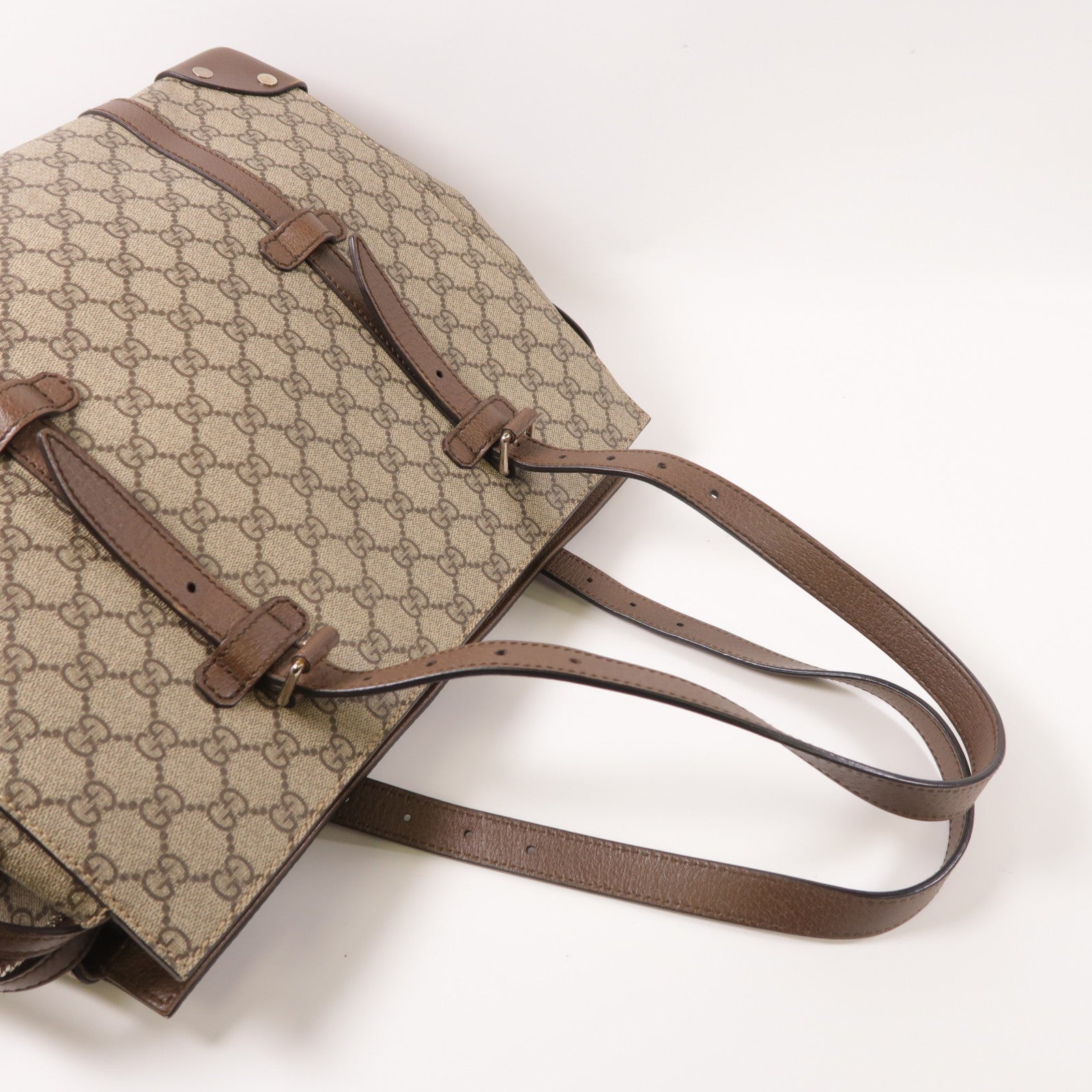 GUCCI SHW GG Supreme Tote Bag 626356 Coated Canvas Brown