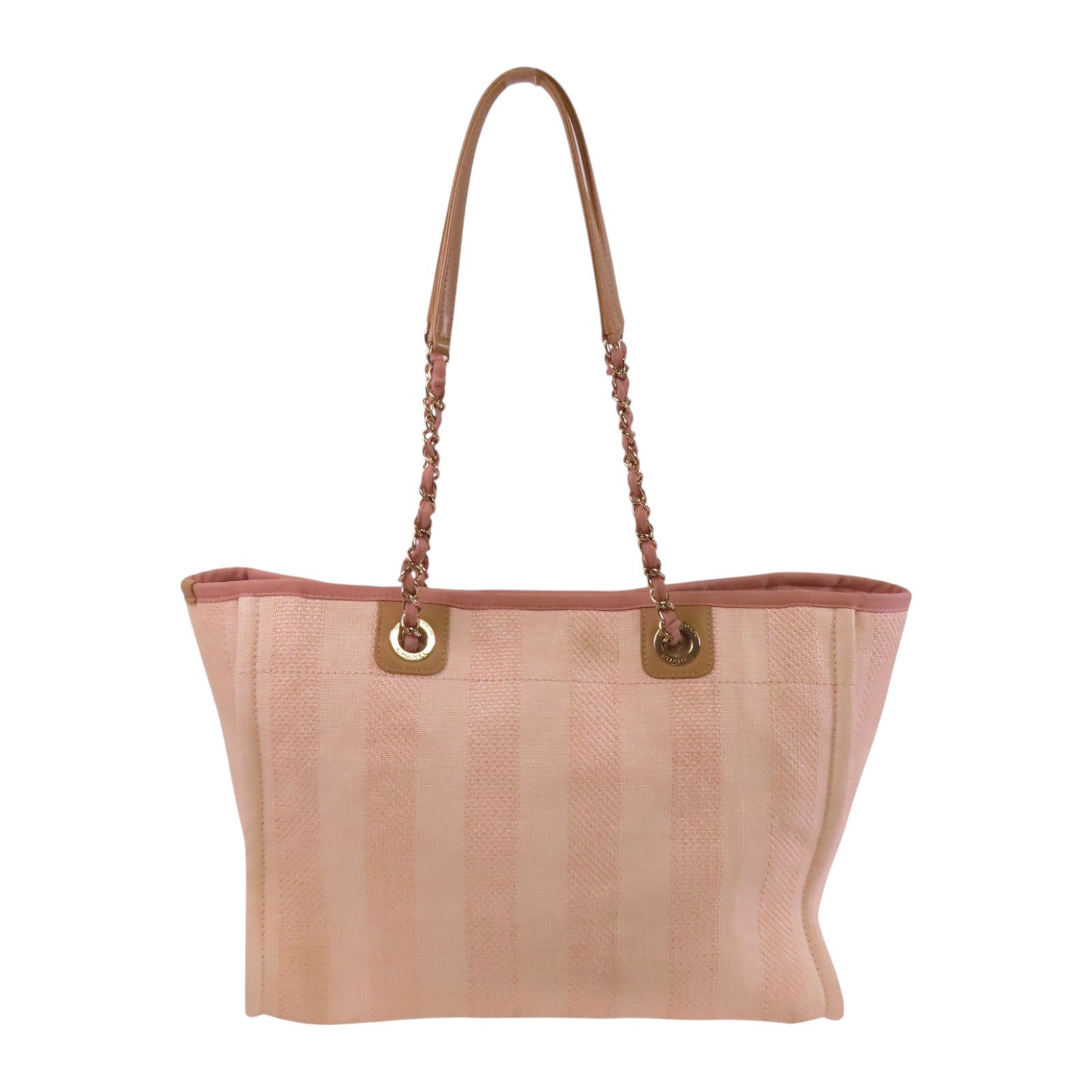 CHANEL 帆布Deauville MM銀扣肩背袋