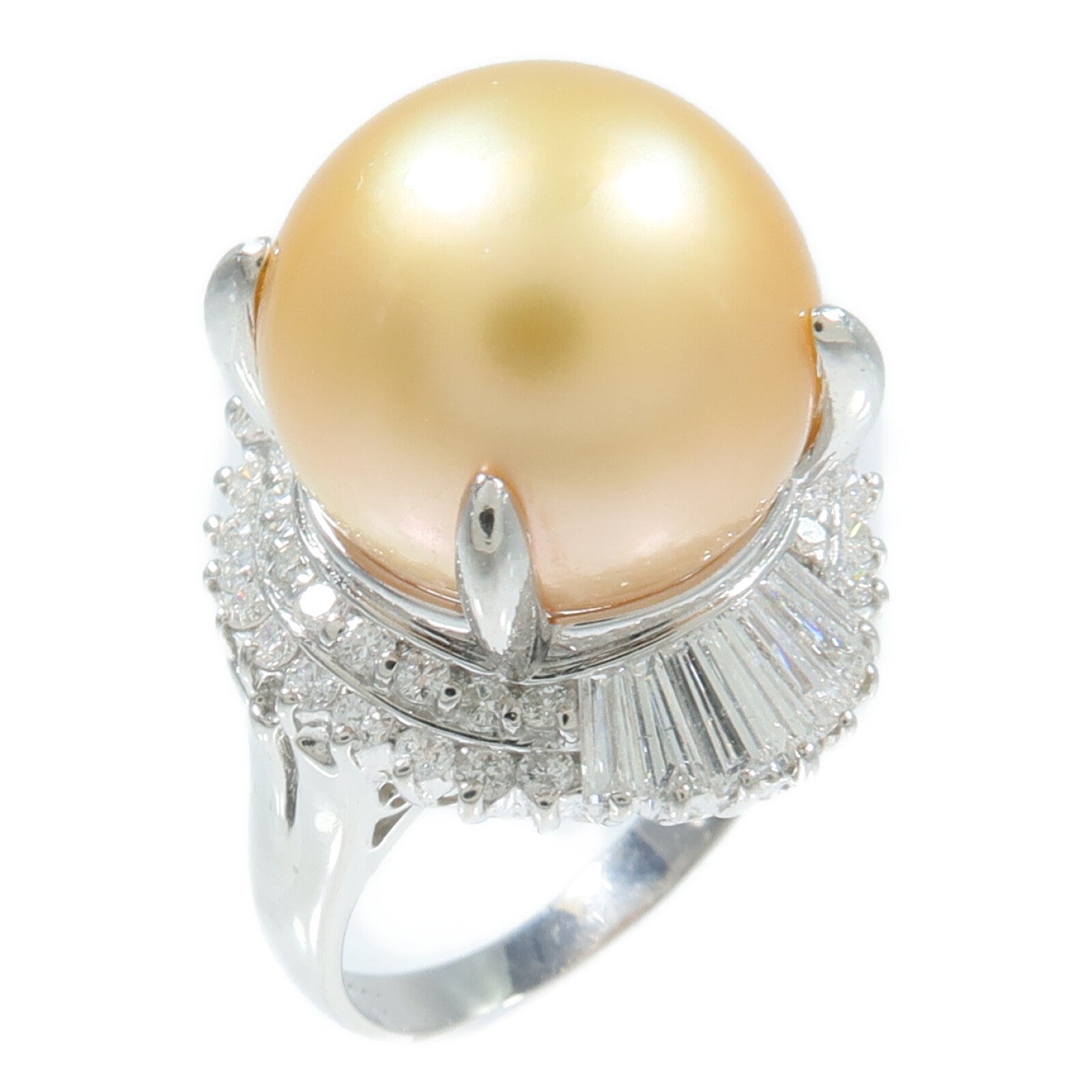 JEWELRY PT900鉑金Pearl Diamond Ring珍珠/鑽石戒指