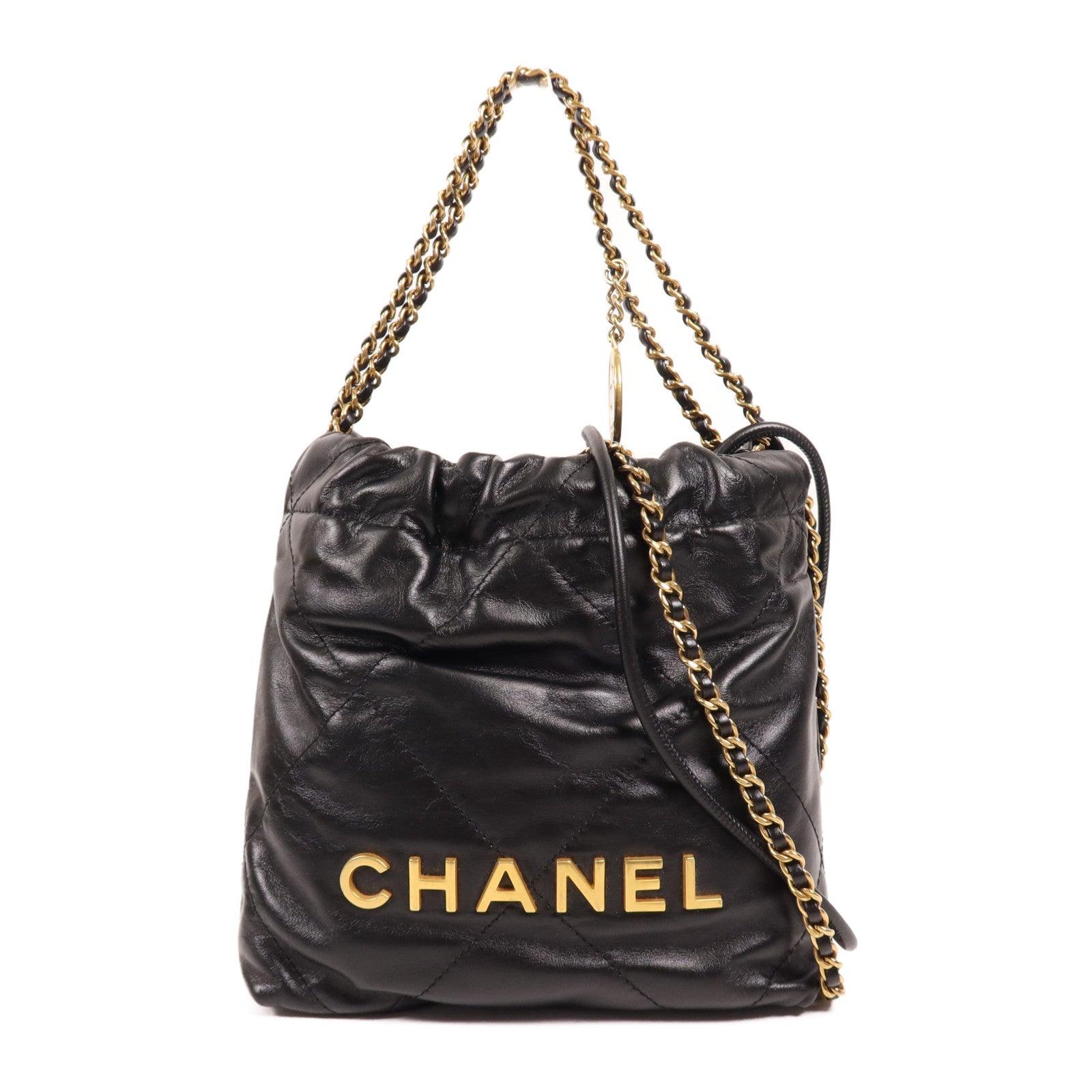CHANEL 牛皮皮革C22 Mini金扣手挽肩背兩用袋