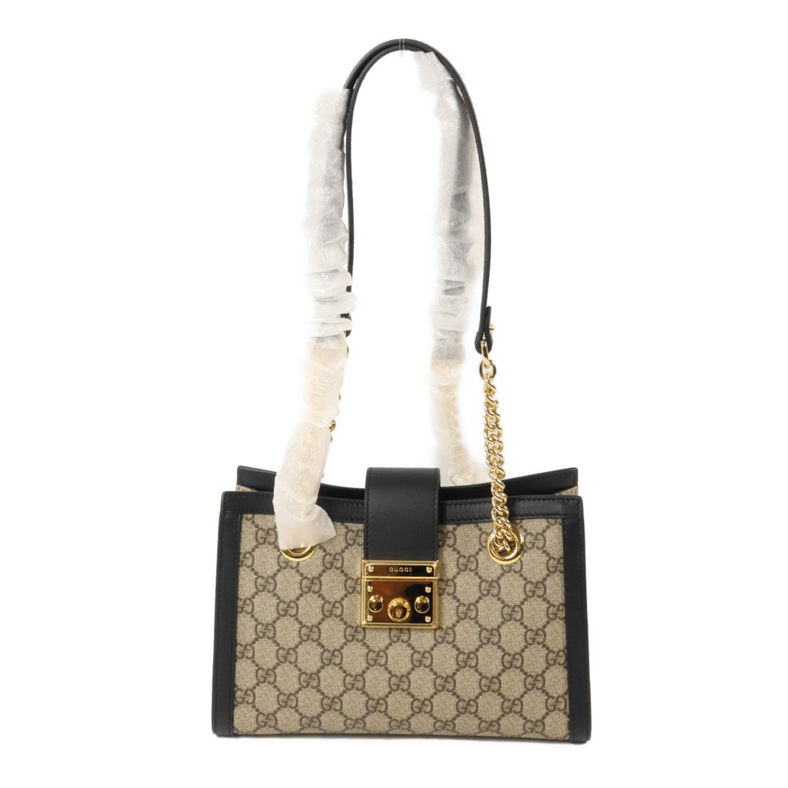 GUCCI 塗層帆布Padlock Small鏈帶肩背袋
