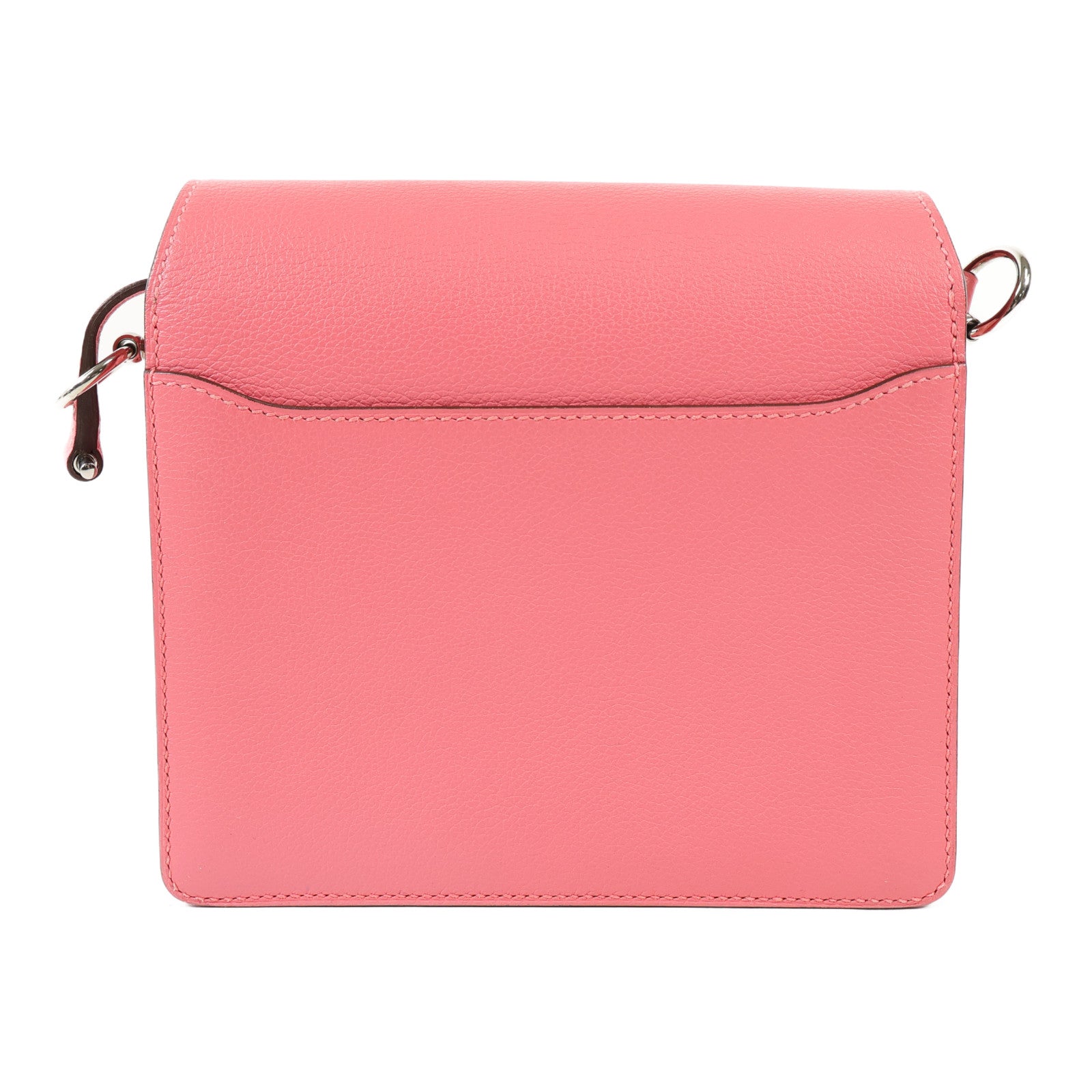 HERMES Evercolor皮革Mini Roulis銀扣肩背袋Rose Azalee