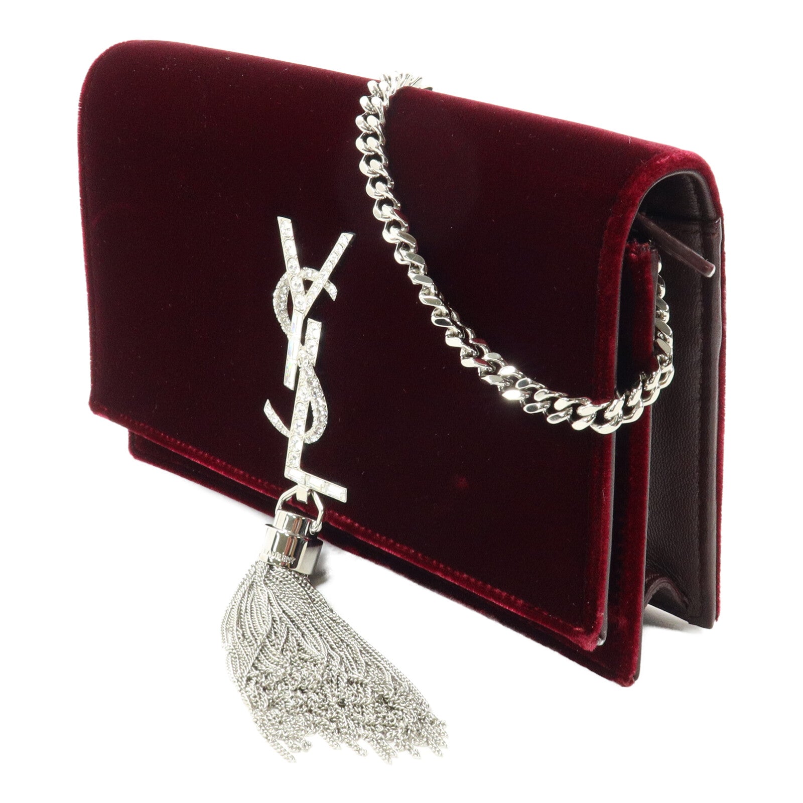 SAINT LAURENT 天鵝絨Tassel Chain Wallet鏈帶肩背袋