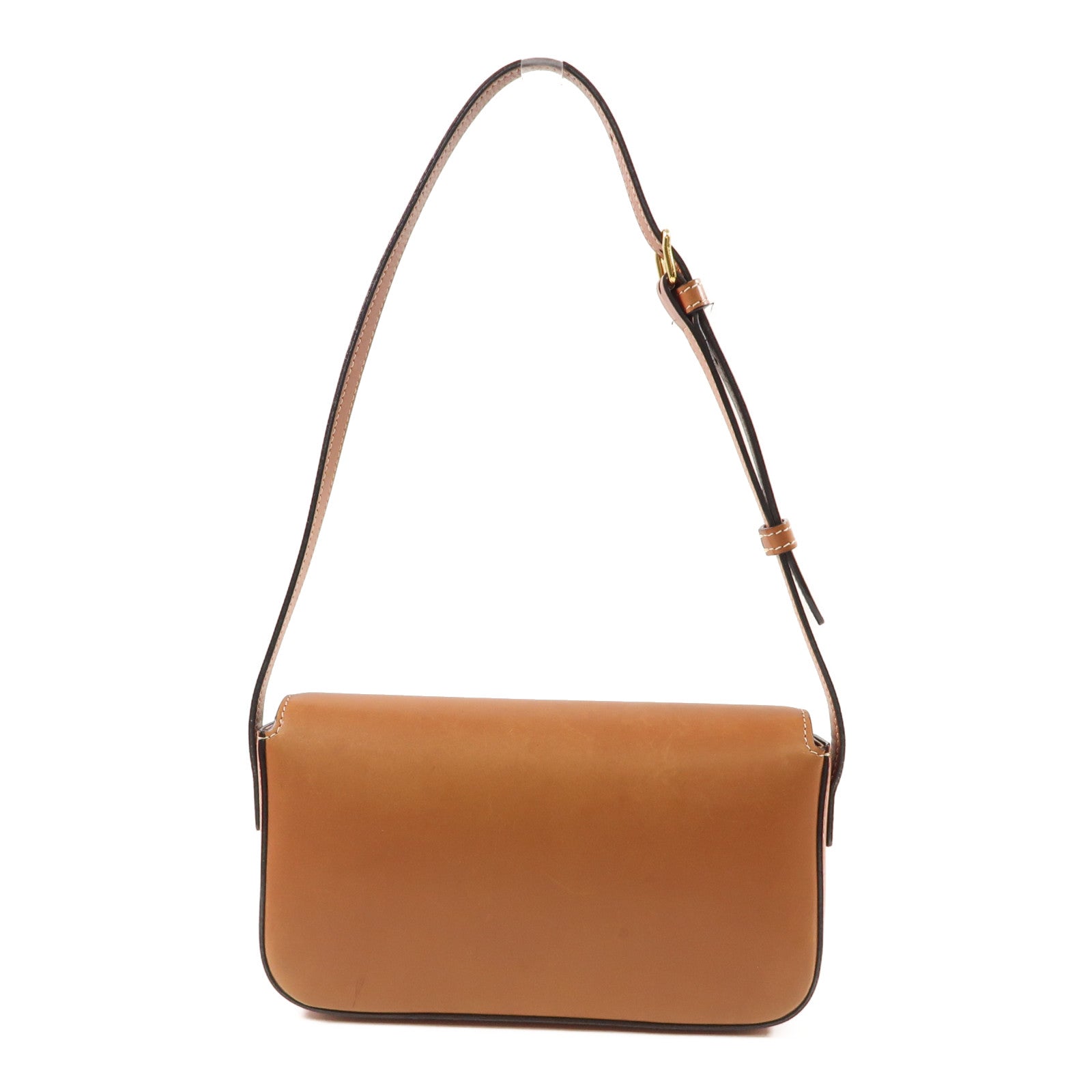 CELINE 【激減優惠】牛皮皮革Shoulder Bag金扣肩背袋棕色