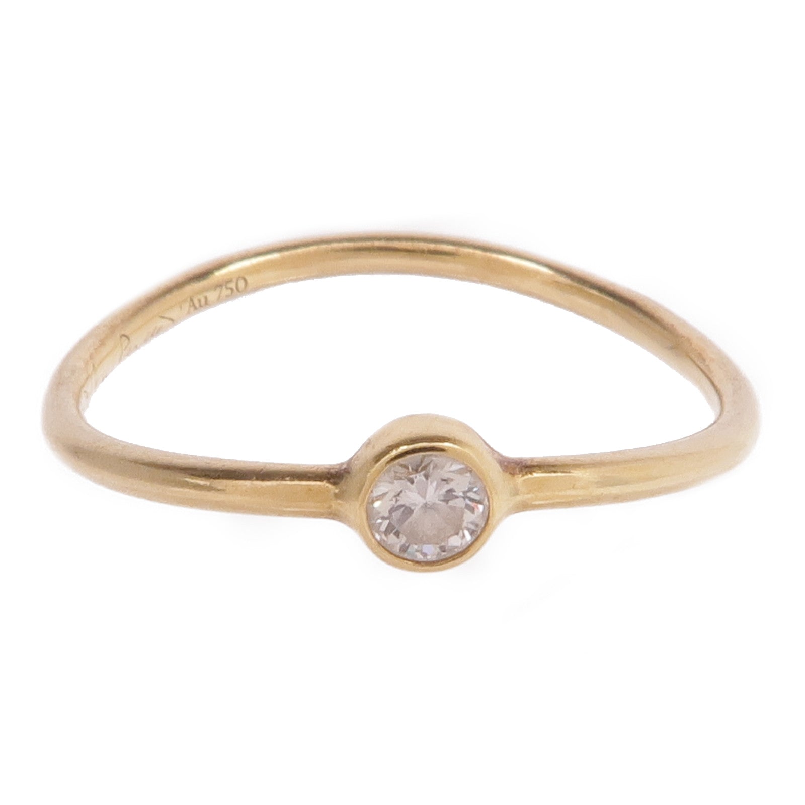 TIFFANY&CO 18K黃金Wave Single-Row Diamond Ring鑽石戒指US#4.25