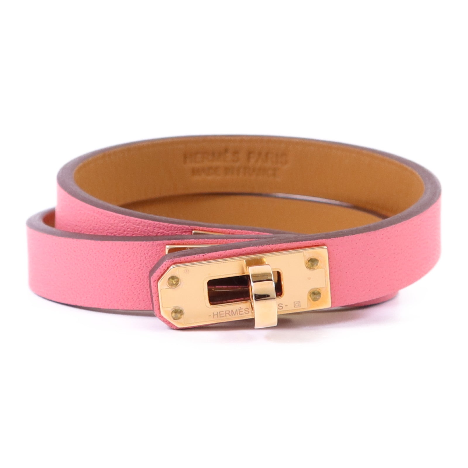 HERMES 【激減優惠】Swift皮革Mini Kelly Double Tour Bracelet金扣手鐲
