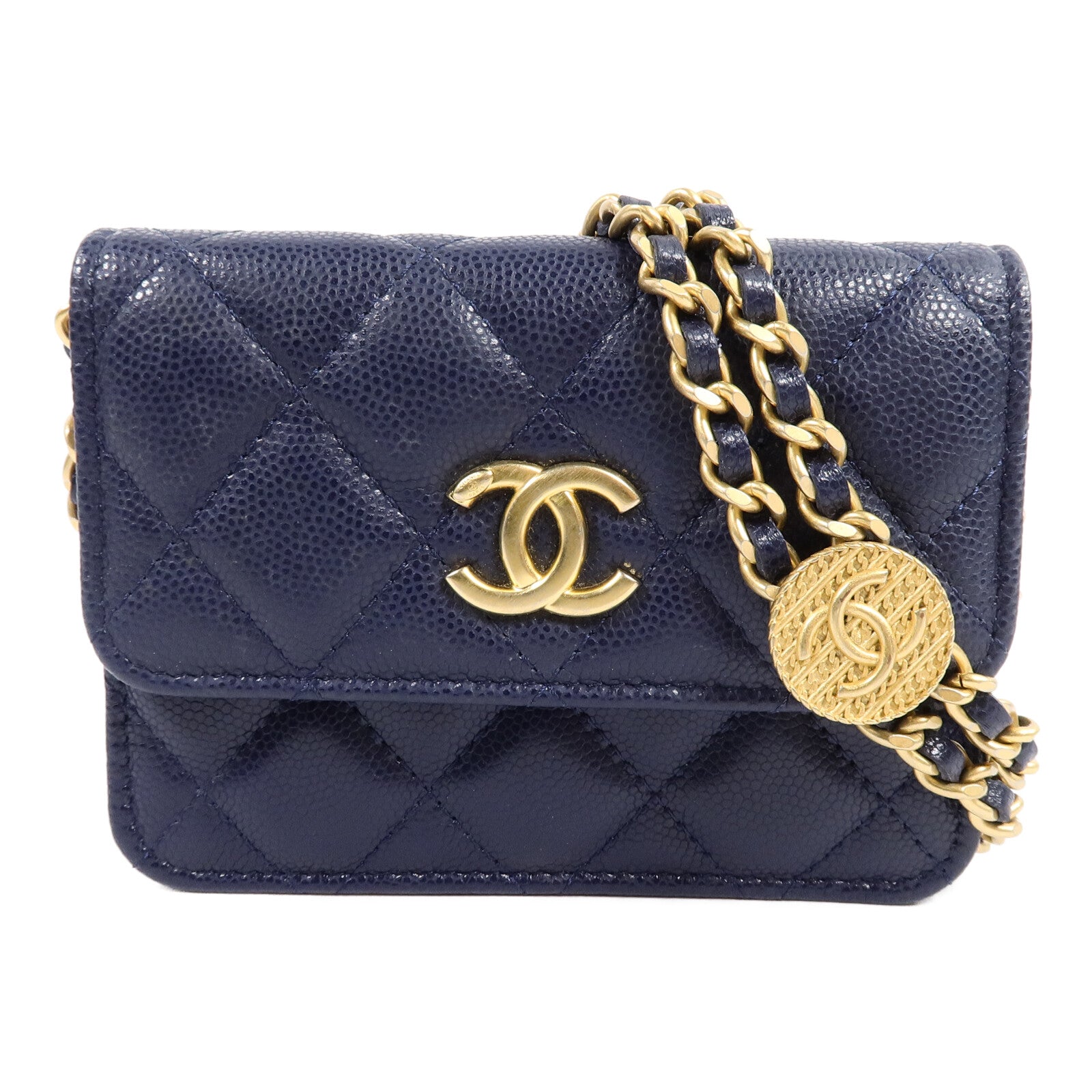 CHANEL 牛皮皮革Card Holder Chain鏈帶肩背袋