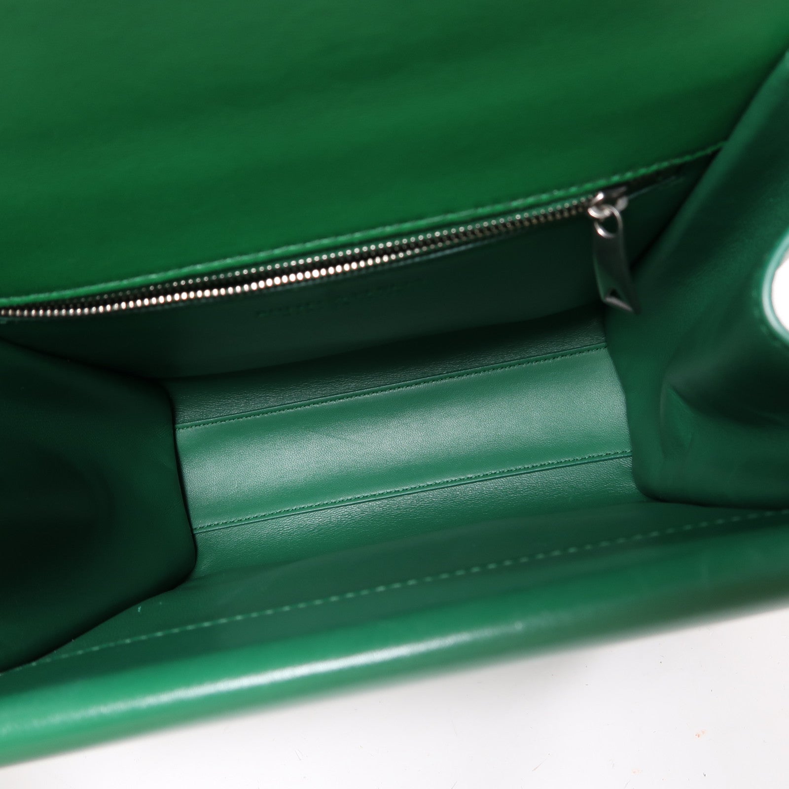 BOTTEGA VENETA 【激減優惠】牛皮皮革The Clip銀扣肩背袋綠色