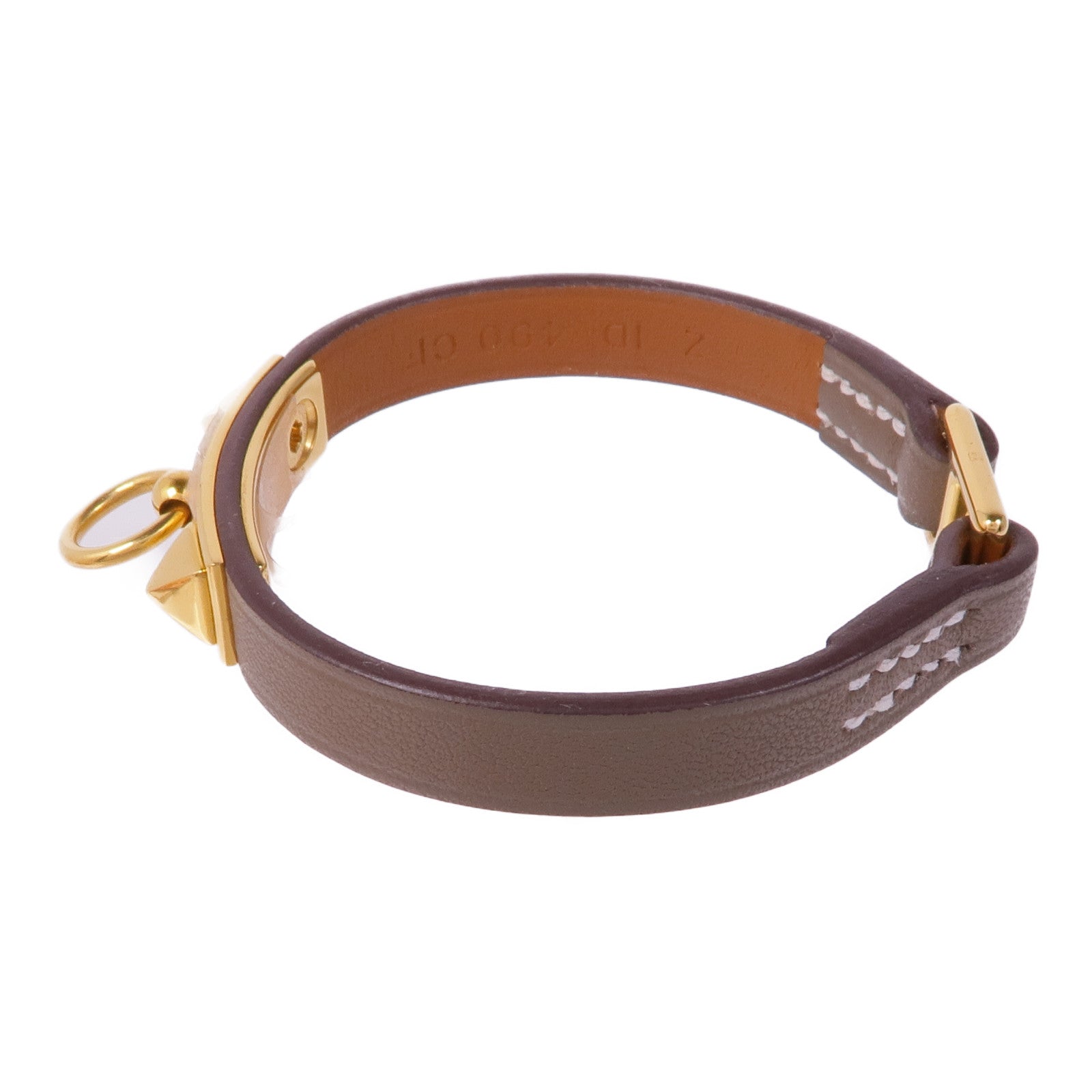 HERMES Swift皮革Rivale Mini Bracelet金扣手帶Etoupe