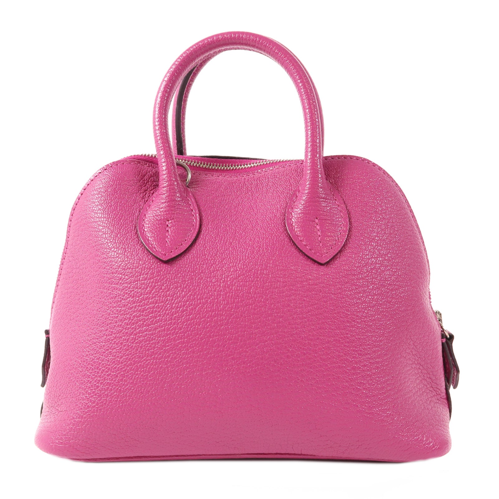 HERMES Chevre皮革Mini Bolide銀扣手挽肩背兩用袋Rose Pourpre