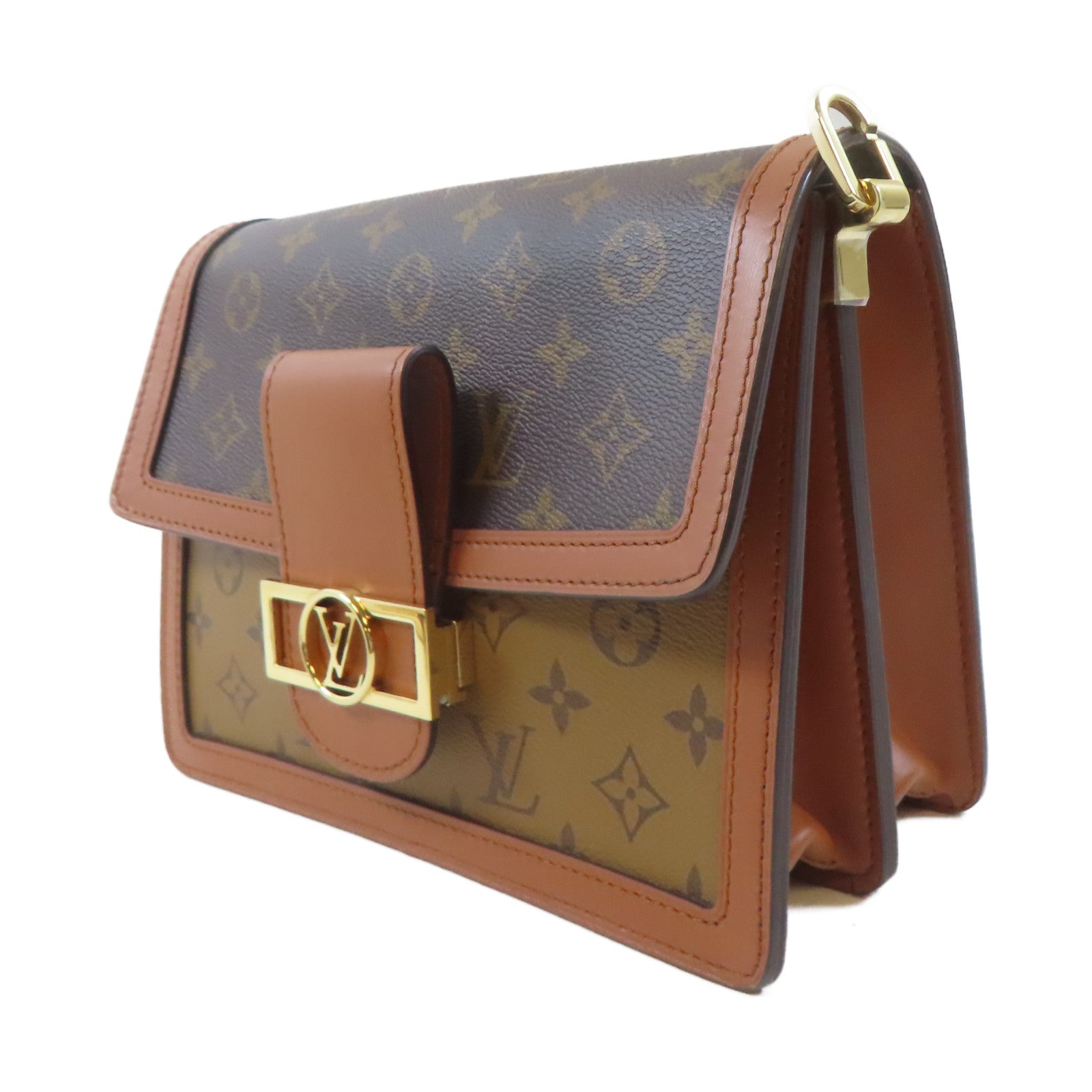 LOUIS VUITTON Monogram Dauphine MM金扣手挽肩背兩用袋啡色