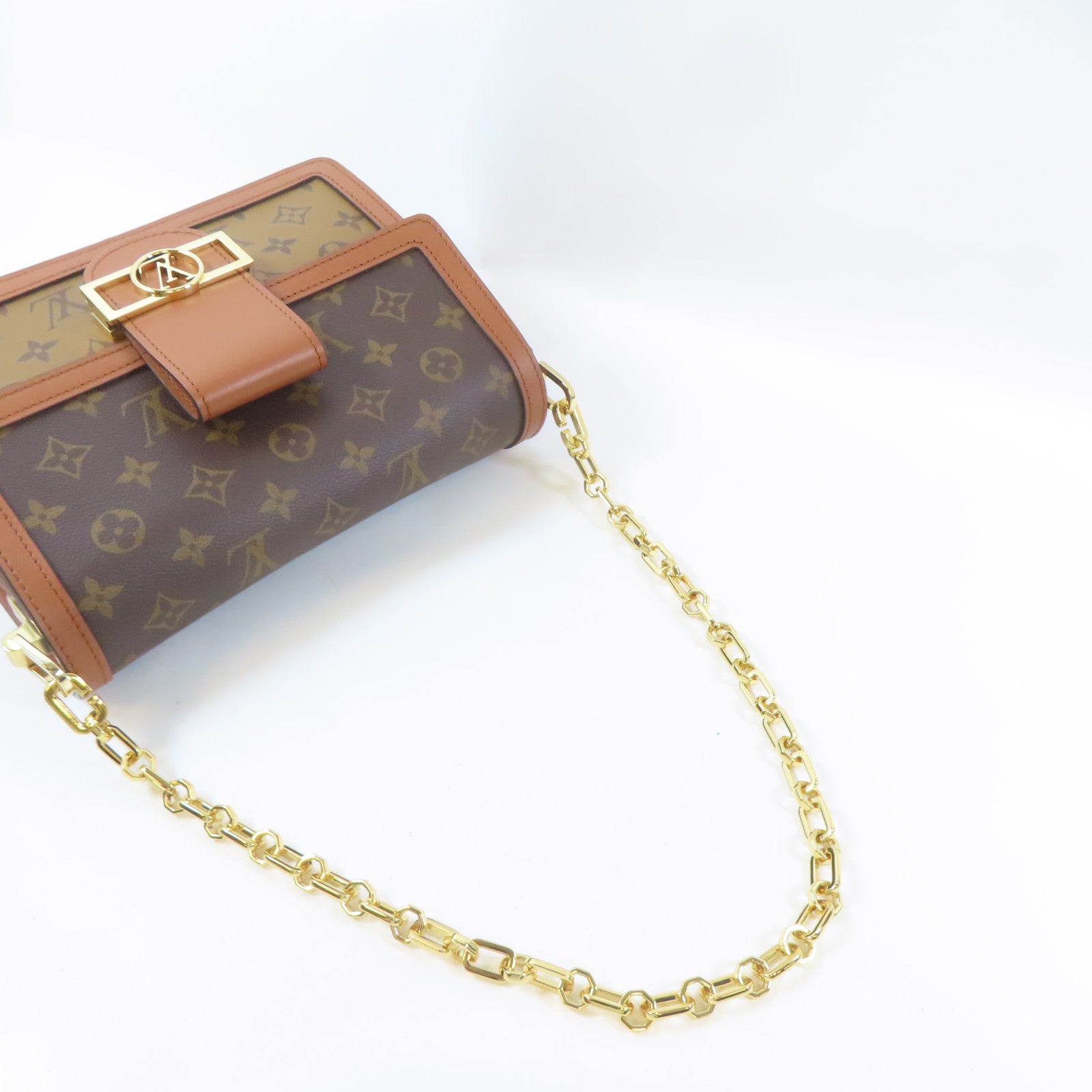 LOUIS VUITTON Monogram Dauphine MM金扣手挽肩背兩用袋啡色