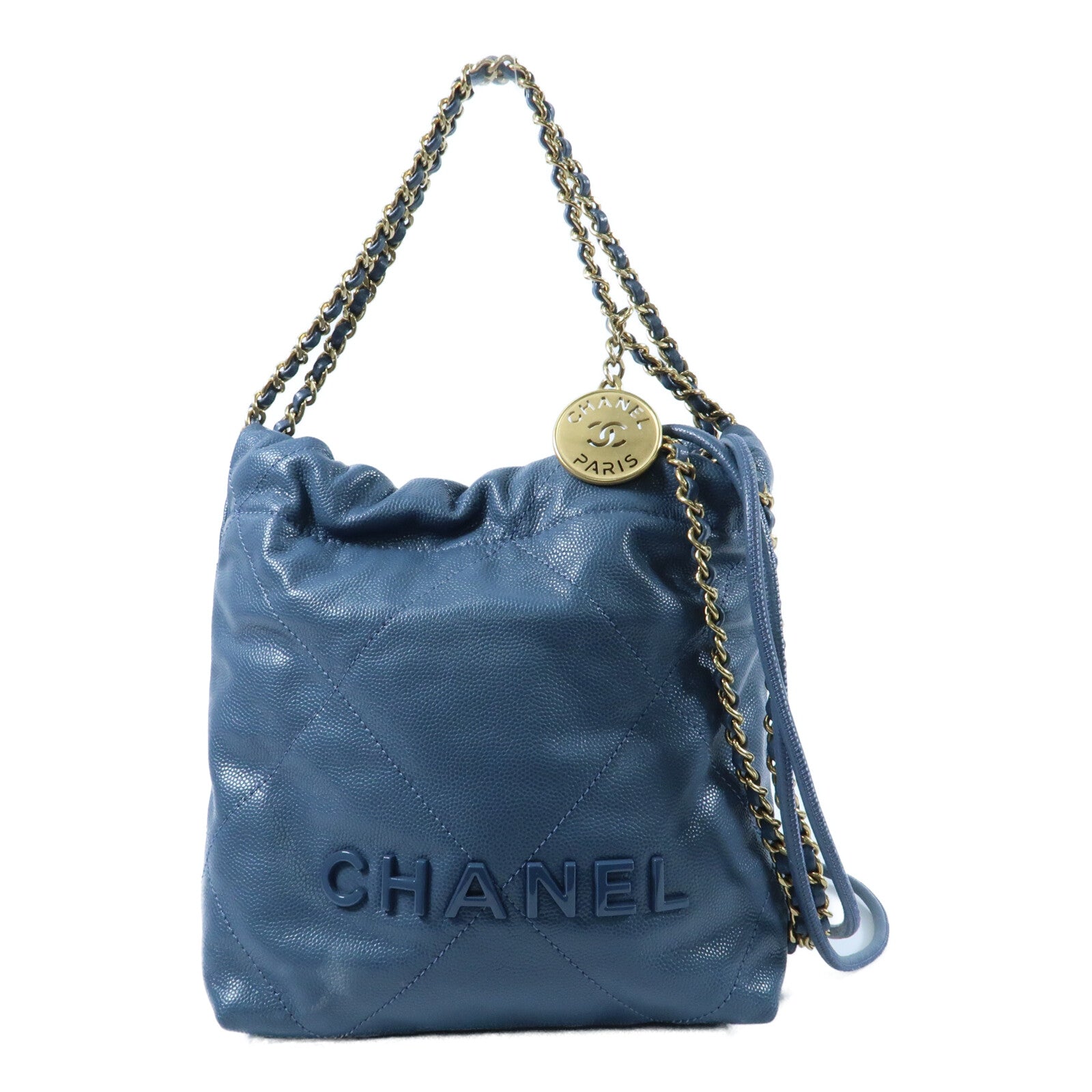 CHANEL 牛皮皮革Chanel 22 Mini金扣鏈帶手挽肩背兩用袋
