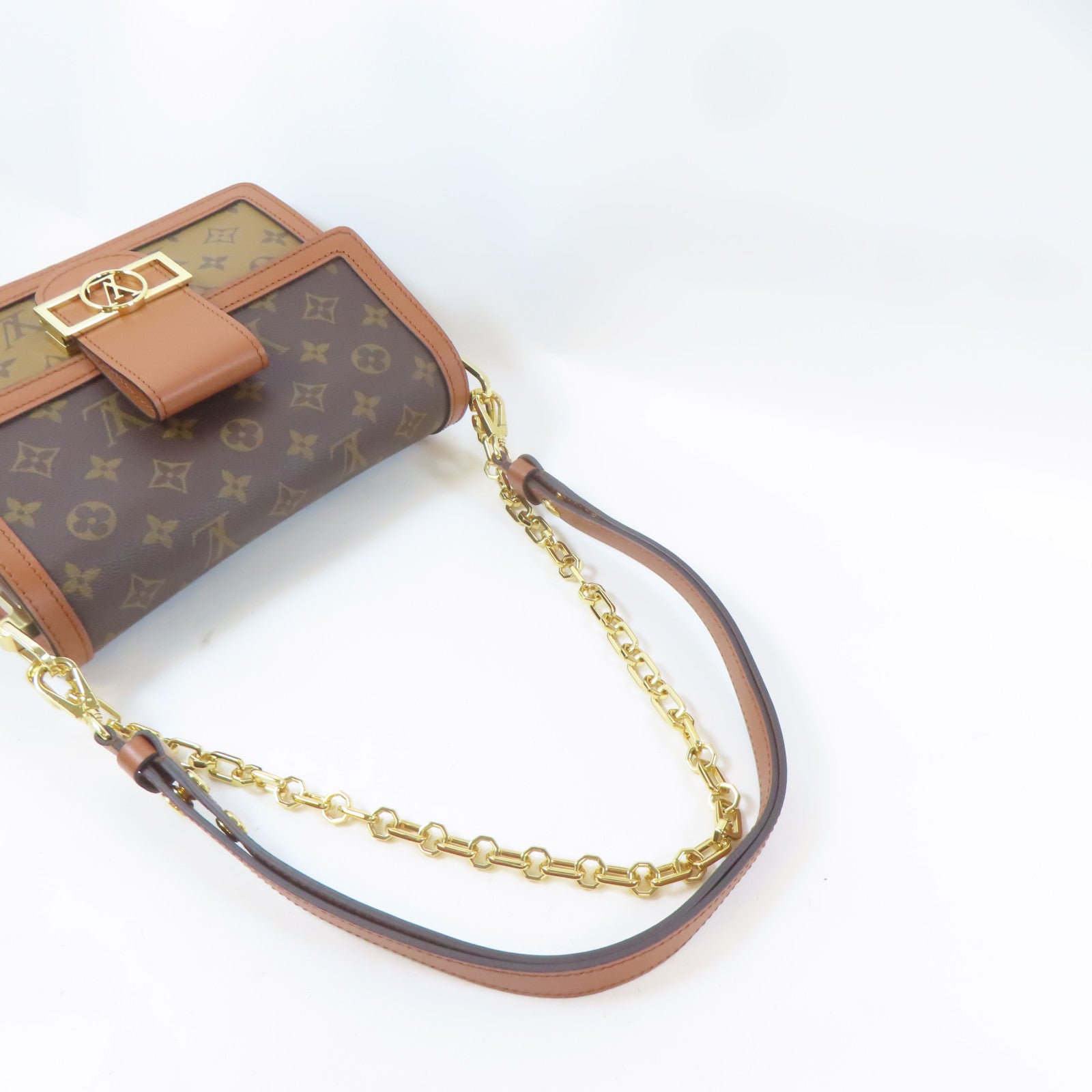 LOUIS VUITTON Monogram Dauphine MM金扣手挽肩背兩用袋啡色