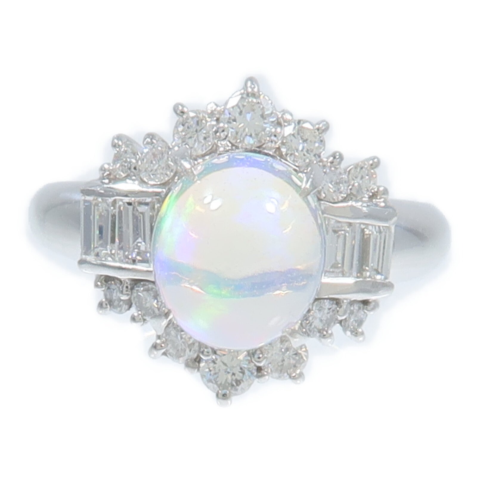 JEWELRY PT900鉑金Opal Diamond Ring蛋白石/鑽石戒指
