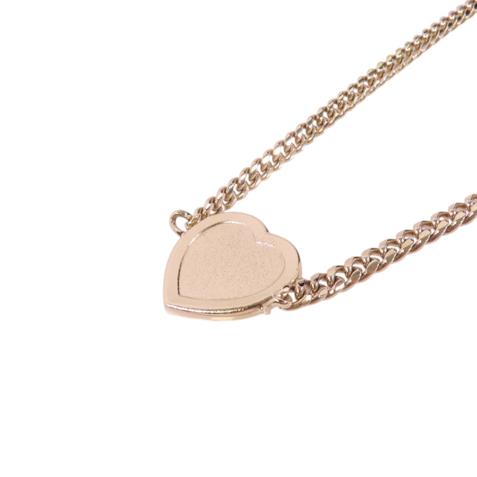 CHANEL 金屬/水鑽Heart Necklace金扣項鏈