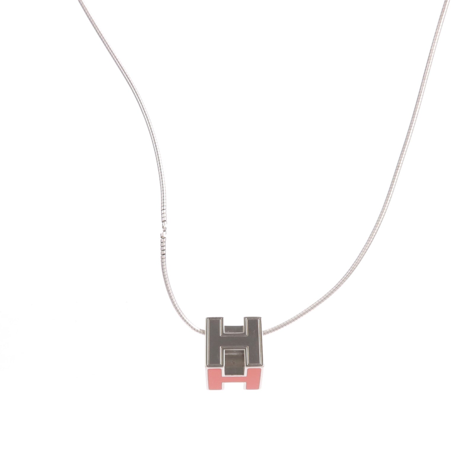 HERMES 金屬H Cube項鍊Orange