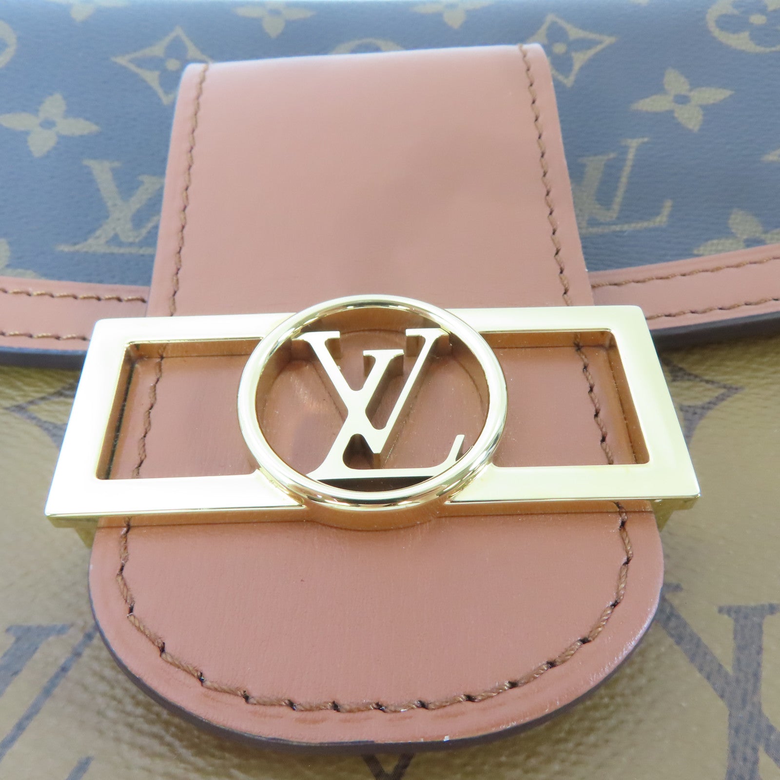 LOUIS VUITTON Monogram Dauphine MM金扣手挽肩背兩用袋啡色