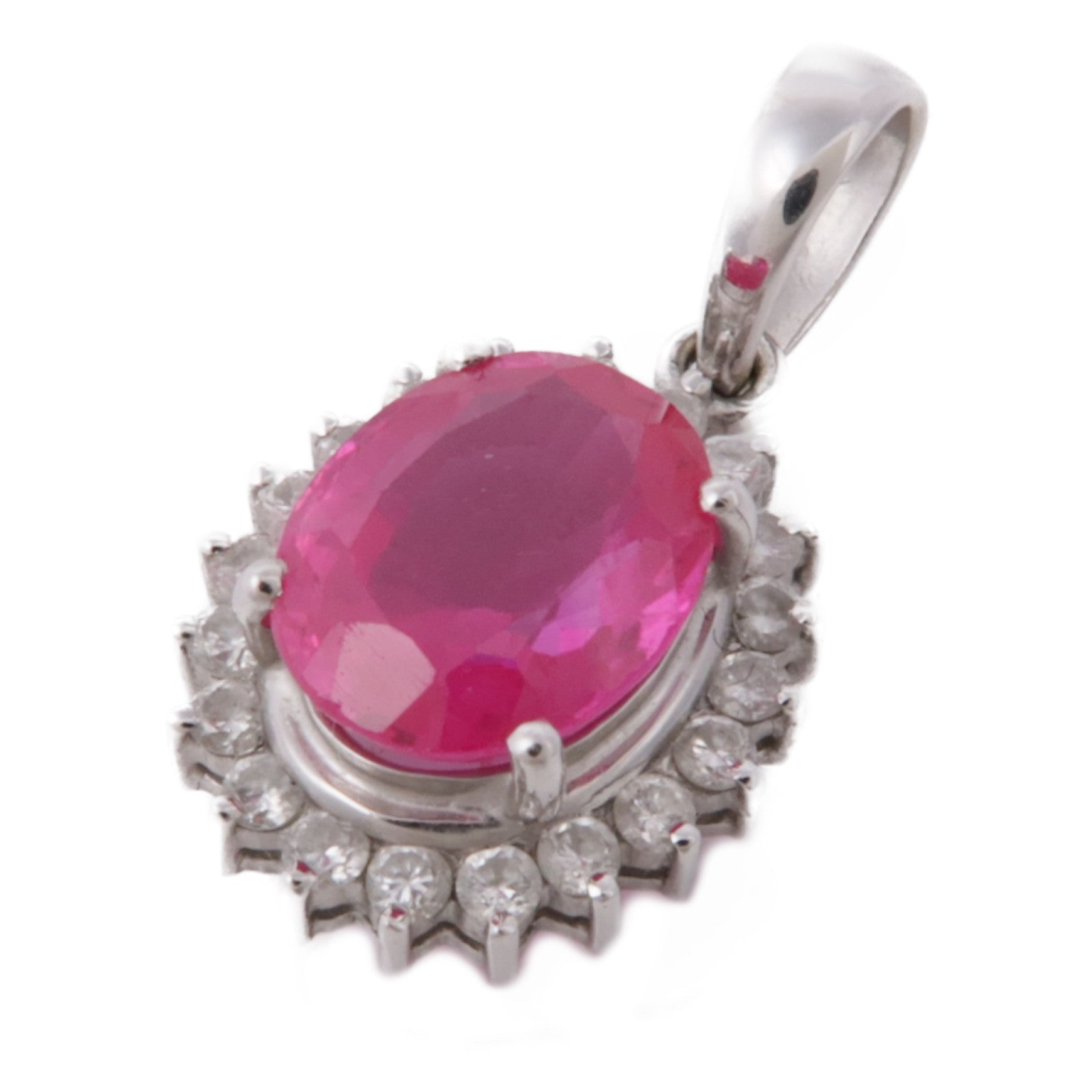 JEWELRY 18K白金Ruby/Diamond Pendant Top紅寶石/鑽石吊墜