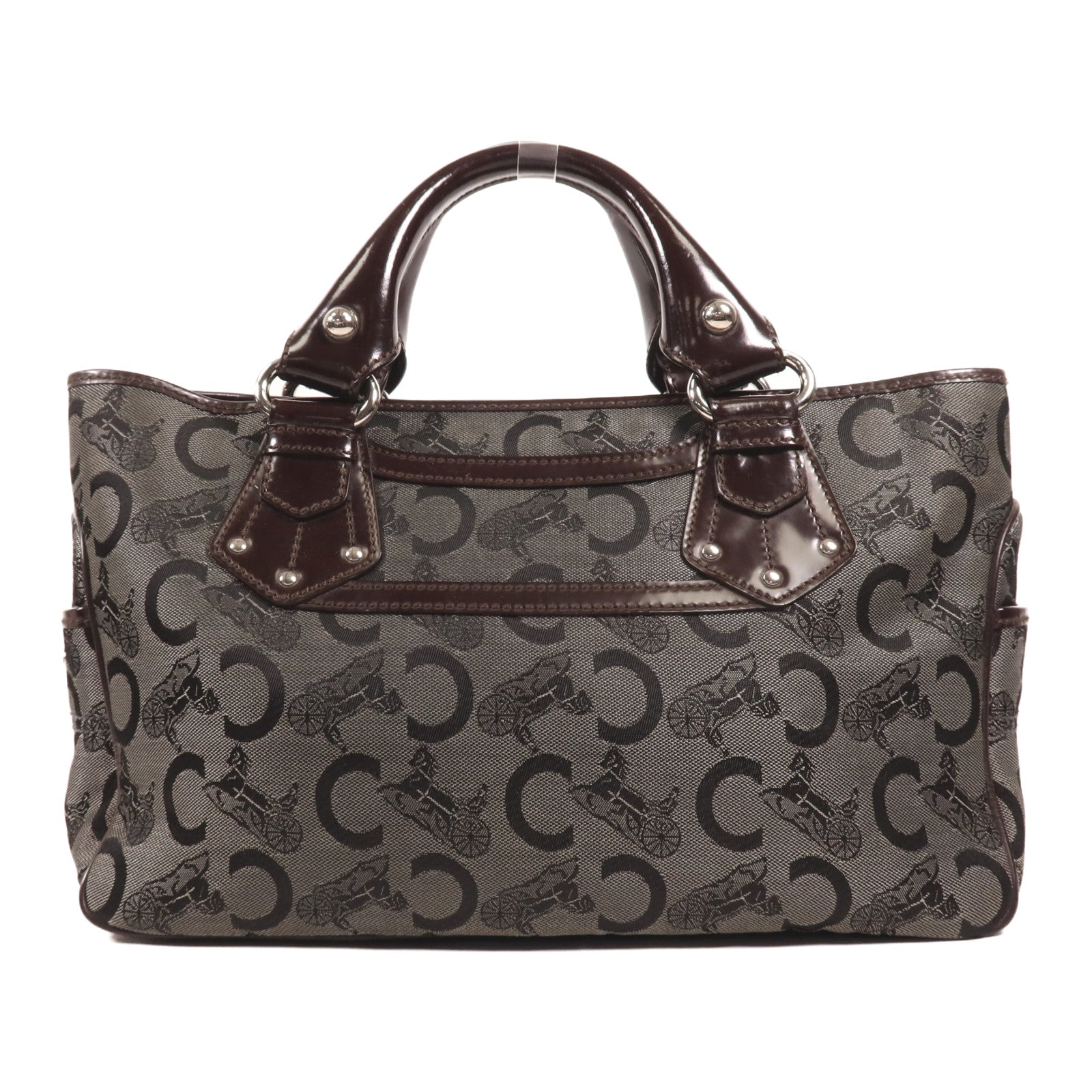 CELINE 帆布Boogie銀扣手挽袋