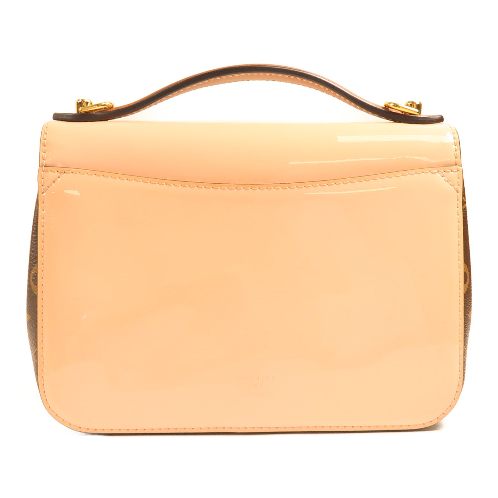 LOUIS VUITTON 漆皮皮革/Monogram Cherrywood金扣手挽肩背兩用袋啡色/粉紅色