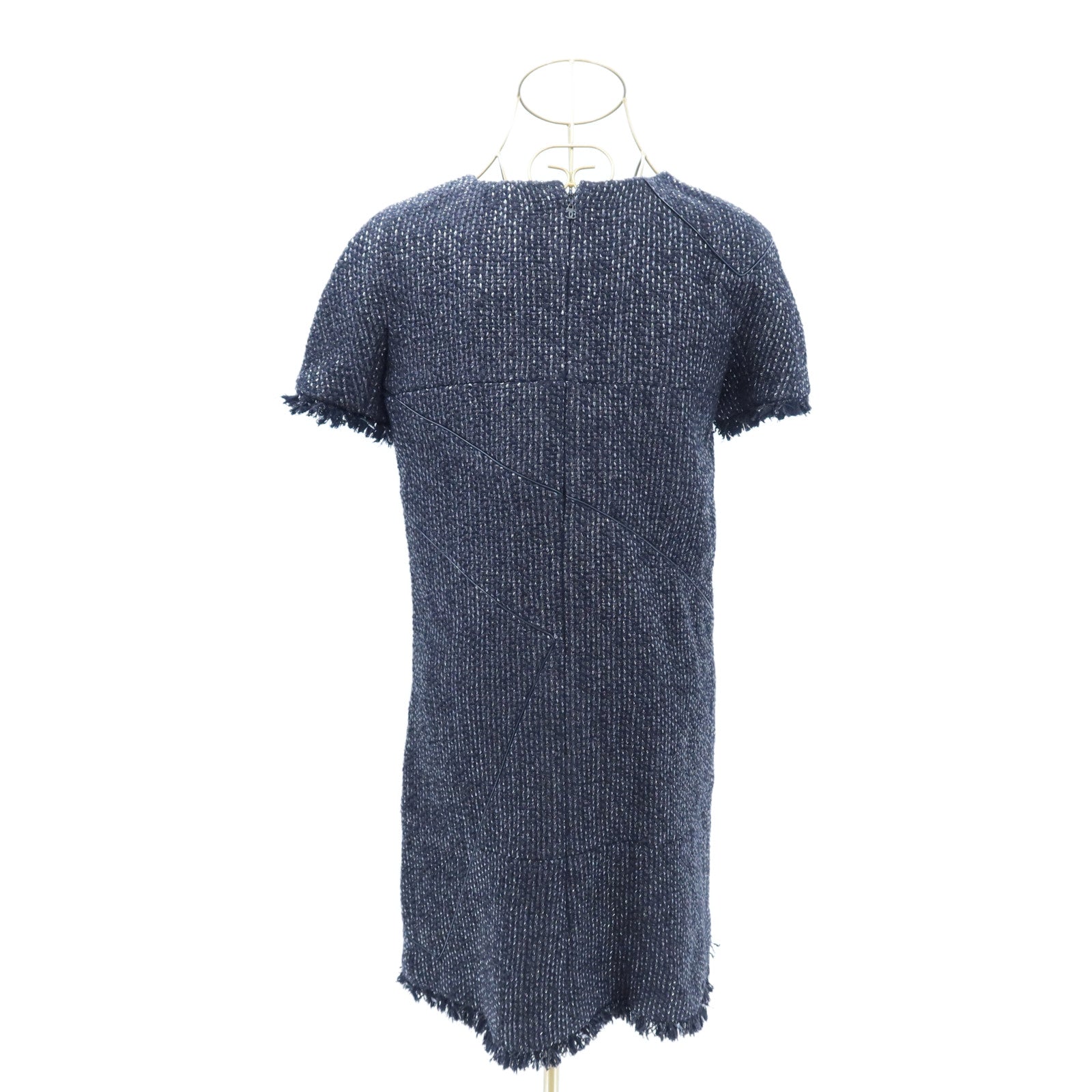CHANEL Cotton/Polyurethane Fringed Hem Short-Sleeved Dress連身裙