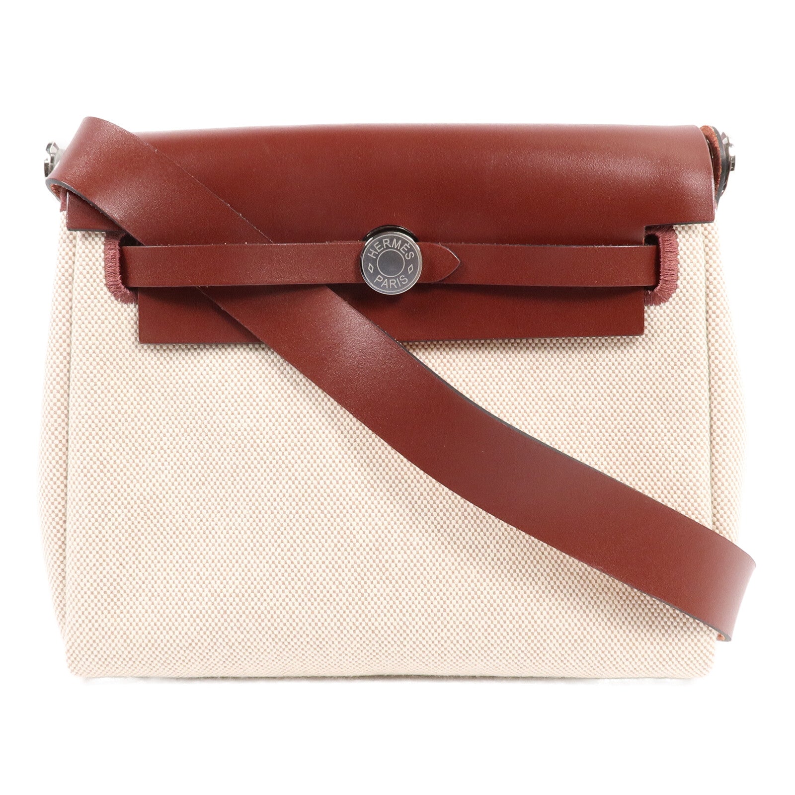 HERMES 帆布Mini Herbag肩背袋Rough H