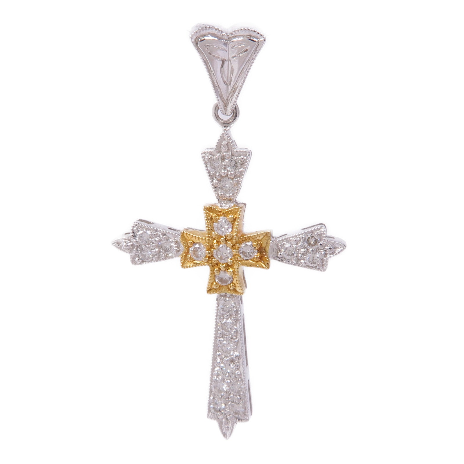 JEWELRY Diamond Pendant Top 18K Yellow White Gold