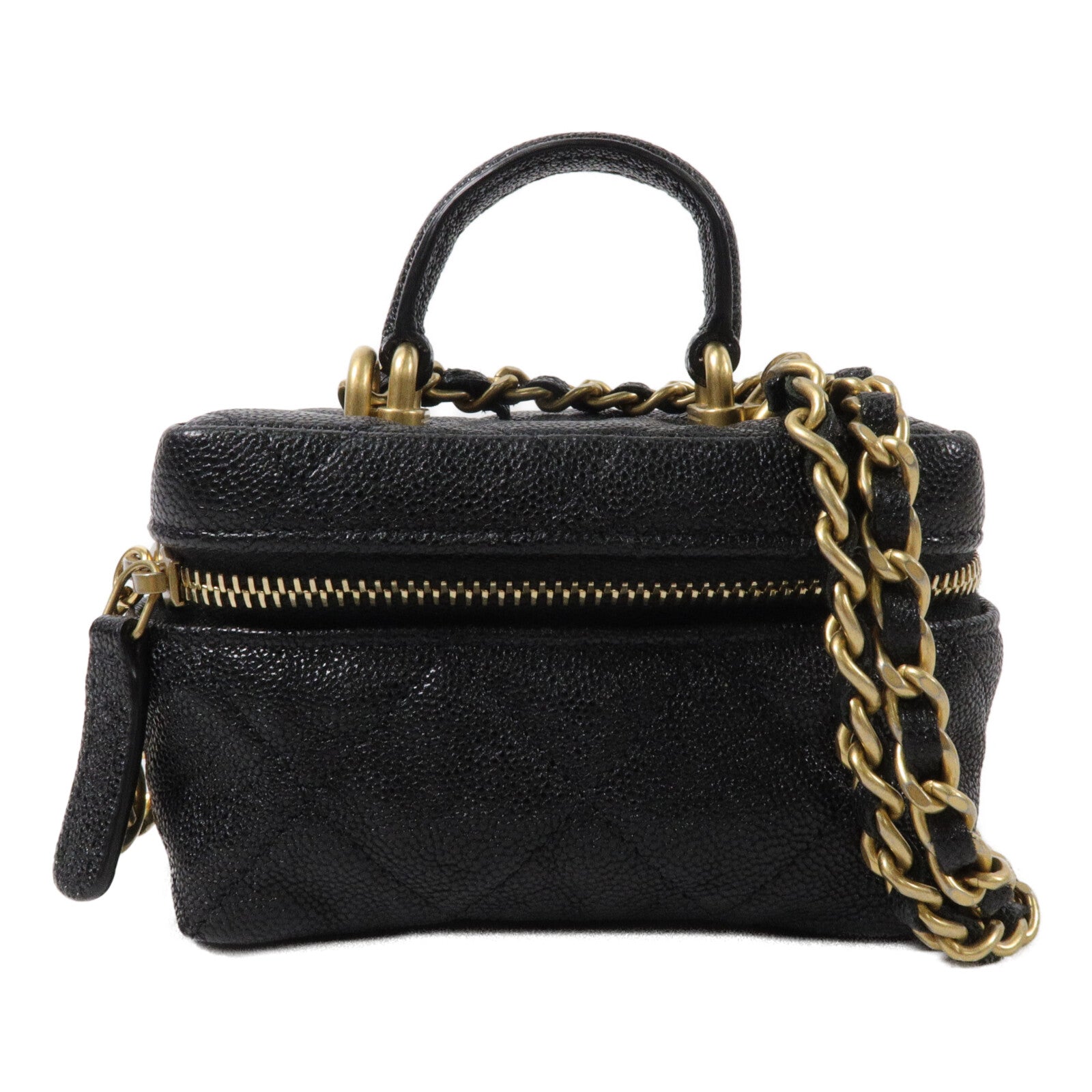 CHANEL 牛皮皮革Mini Vanity Case鏈帶手挽肩背兩用袋