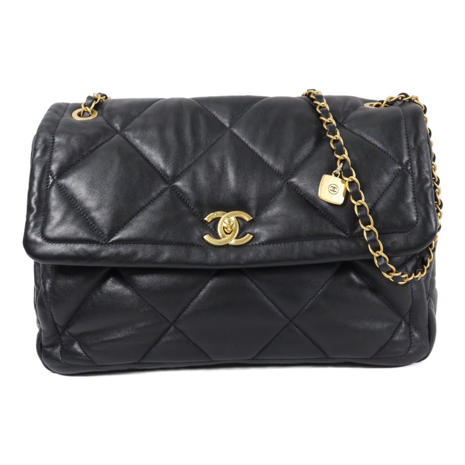 CHANEL 羊皮皮革25K Flap Bag Large鏈帶肩背袋
