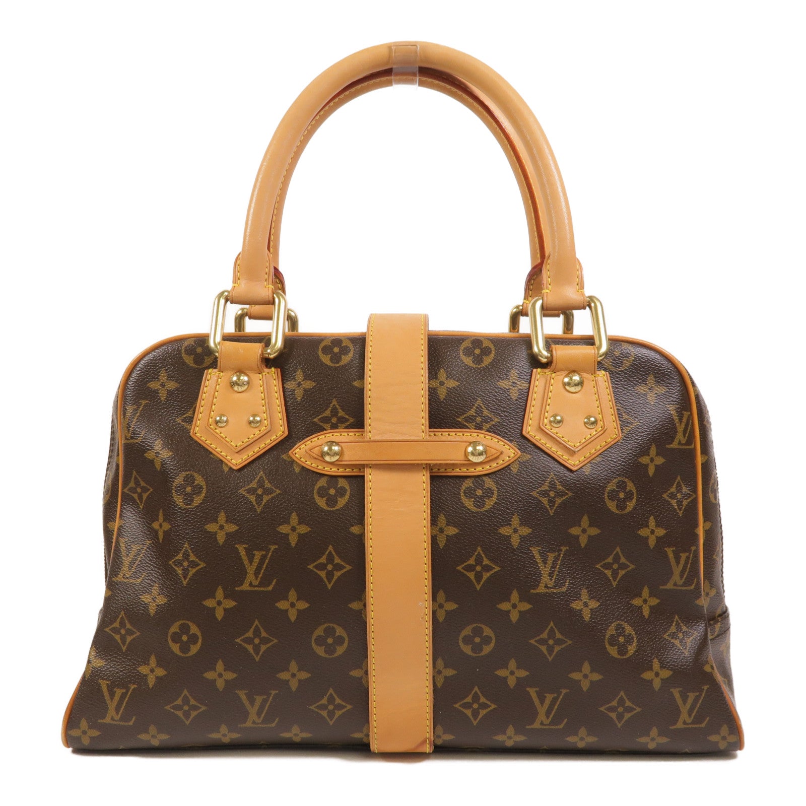 LOUIS VUITTON Monogram Manhattan GM金扣手挽袋棕色