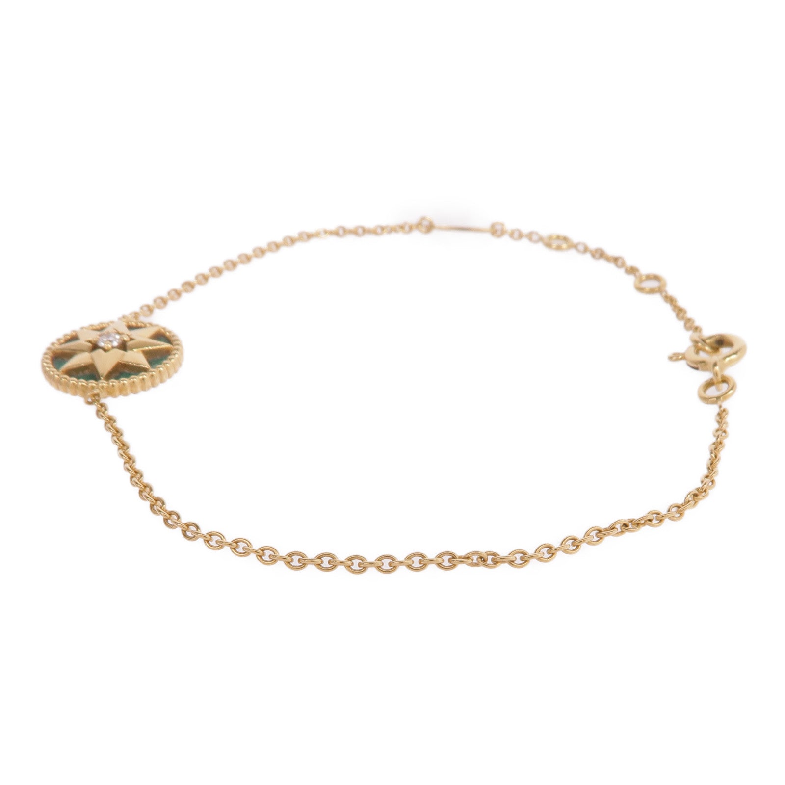 Dior 18K黃金Rose Des Vents Bracelet鑽石/孔雀石手鏈