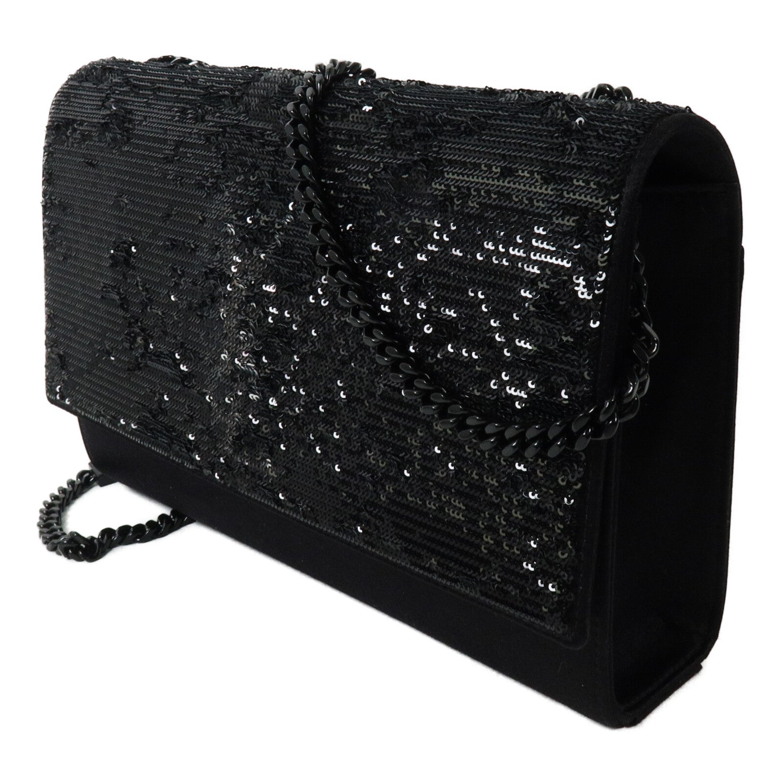 SAINT LAURENT 絲質/珠片Shoulder Bag鏈帶肩背袋