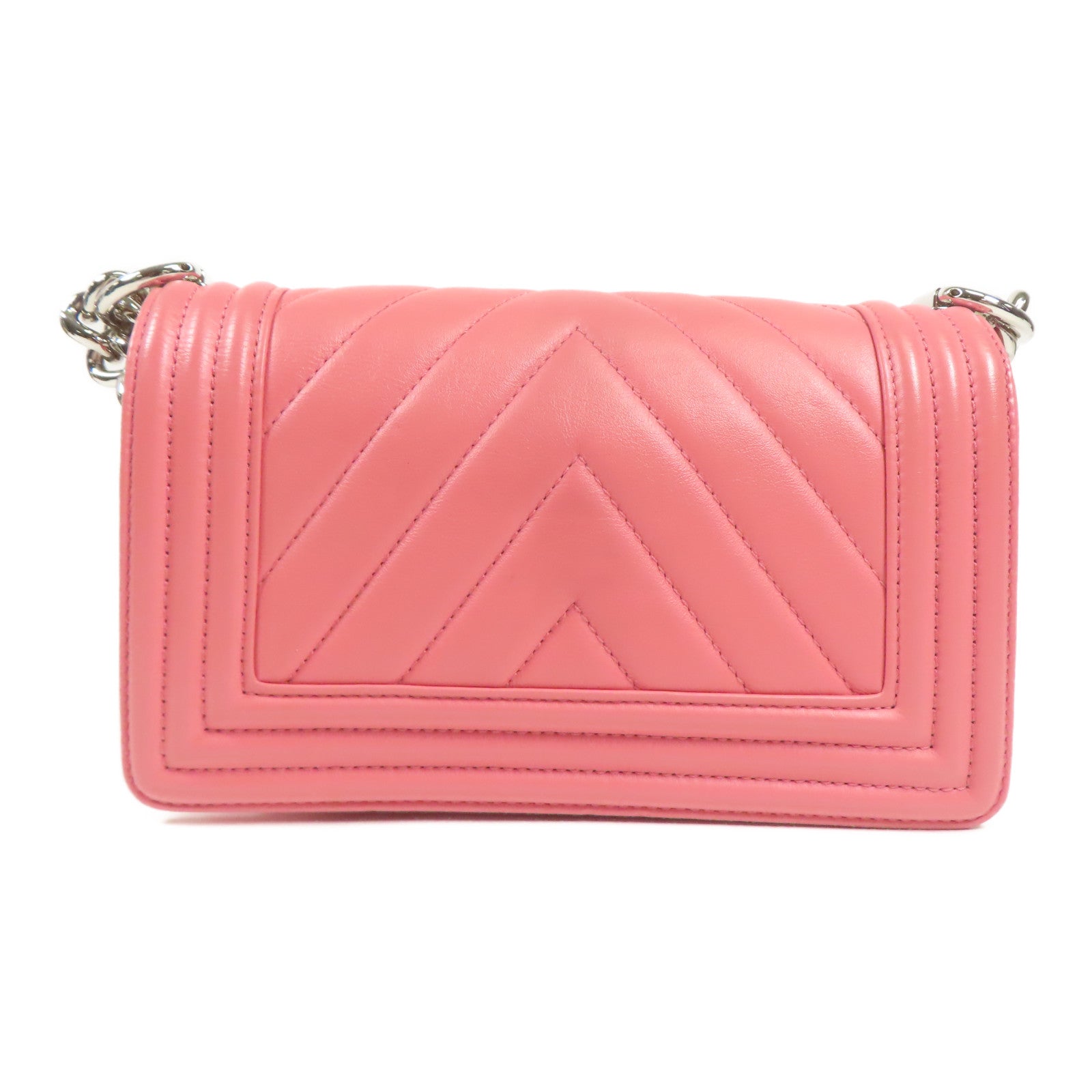 CHANEL CC SHW Boy Chanel Chain Shoulder Bag Calfskin Leather Pink