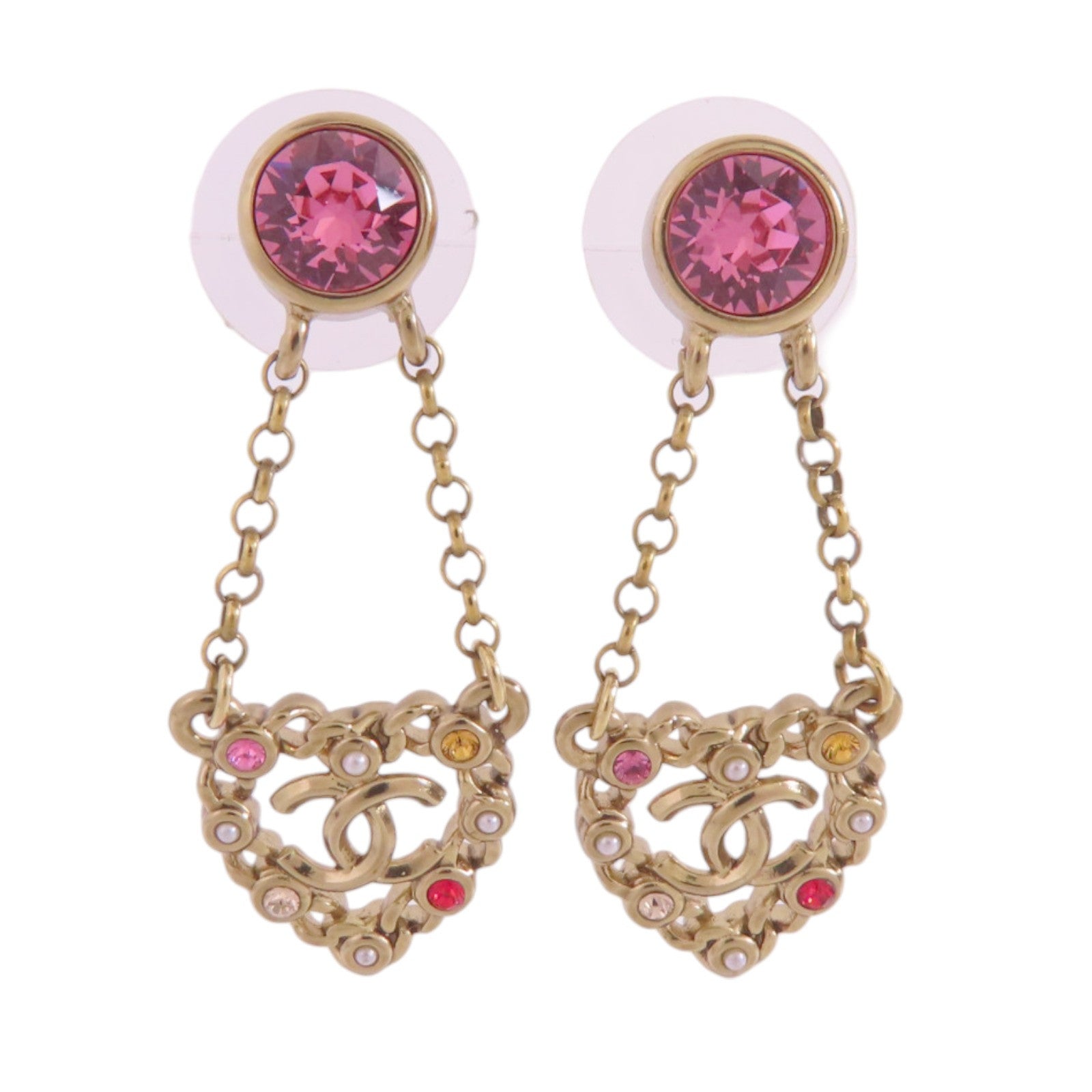 CHANEL 金屬/水鑽Earrings金扣耳環