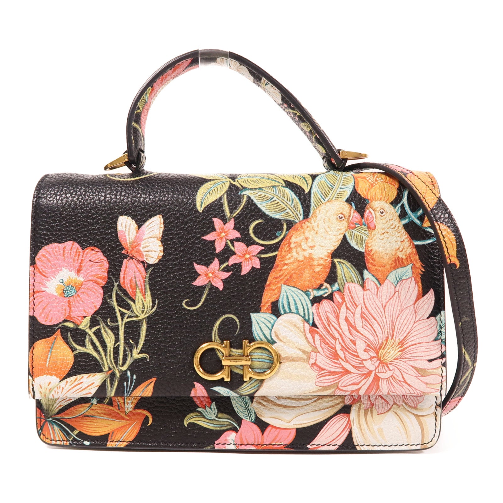 Salvatore Ferragamo 牛皮皮革Hand Bag金扣手挽肩背兩用袋