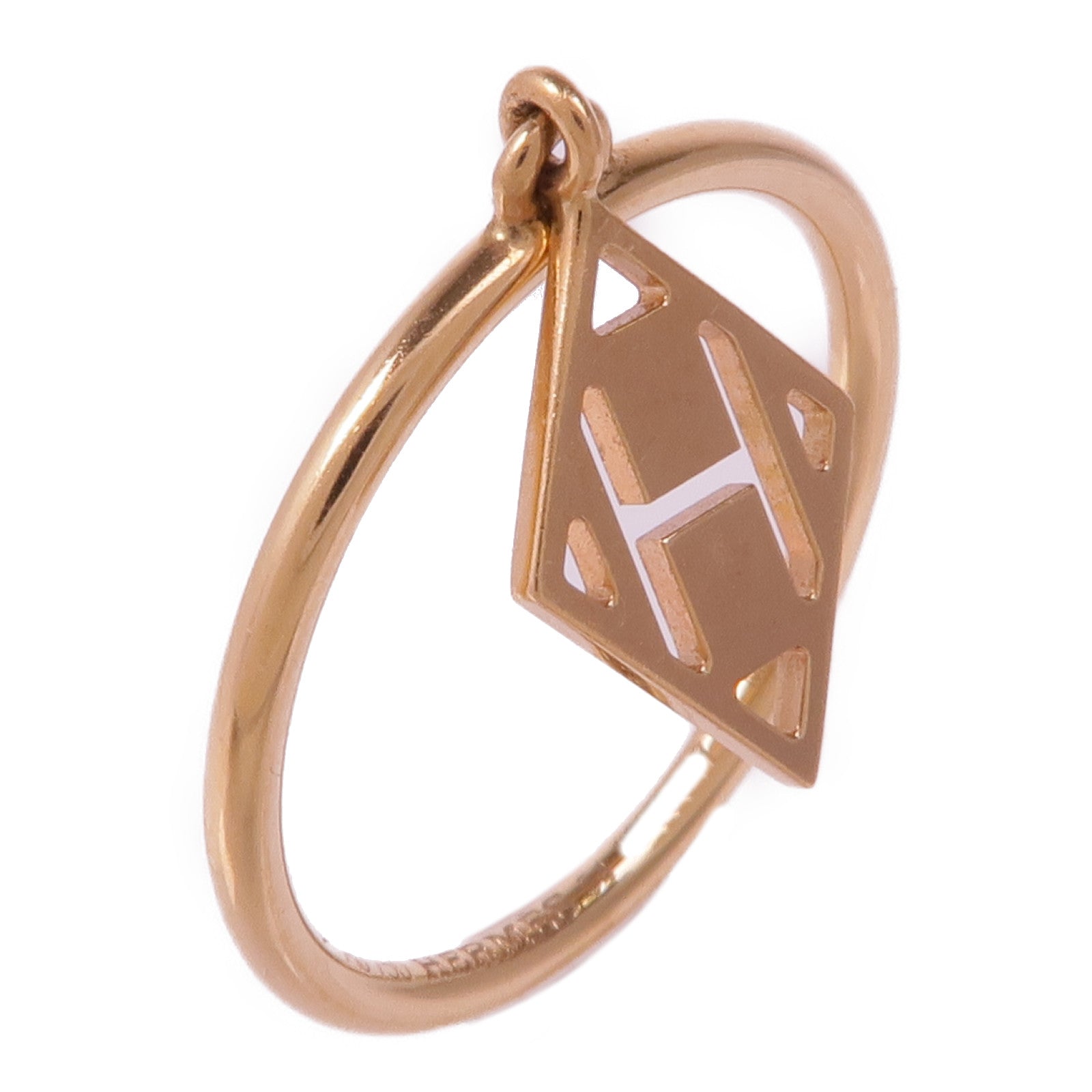 HERMES 18K玫瑰金Gambade H Ring戒指Hermes#54/US#6.75